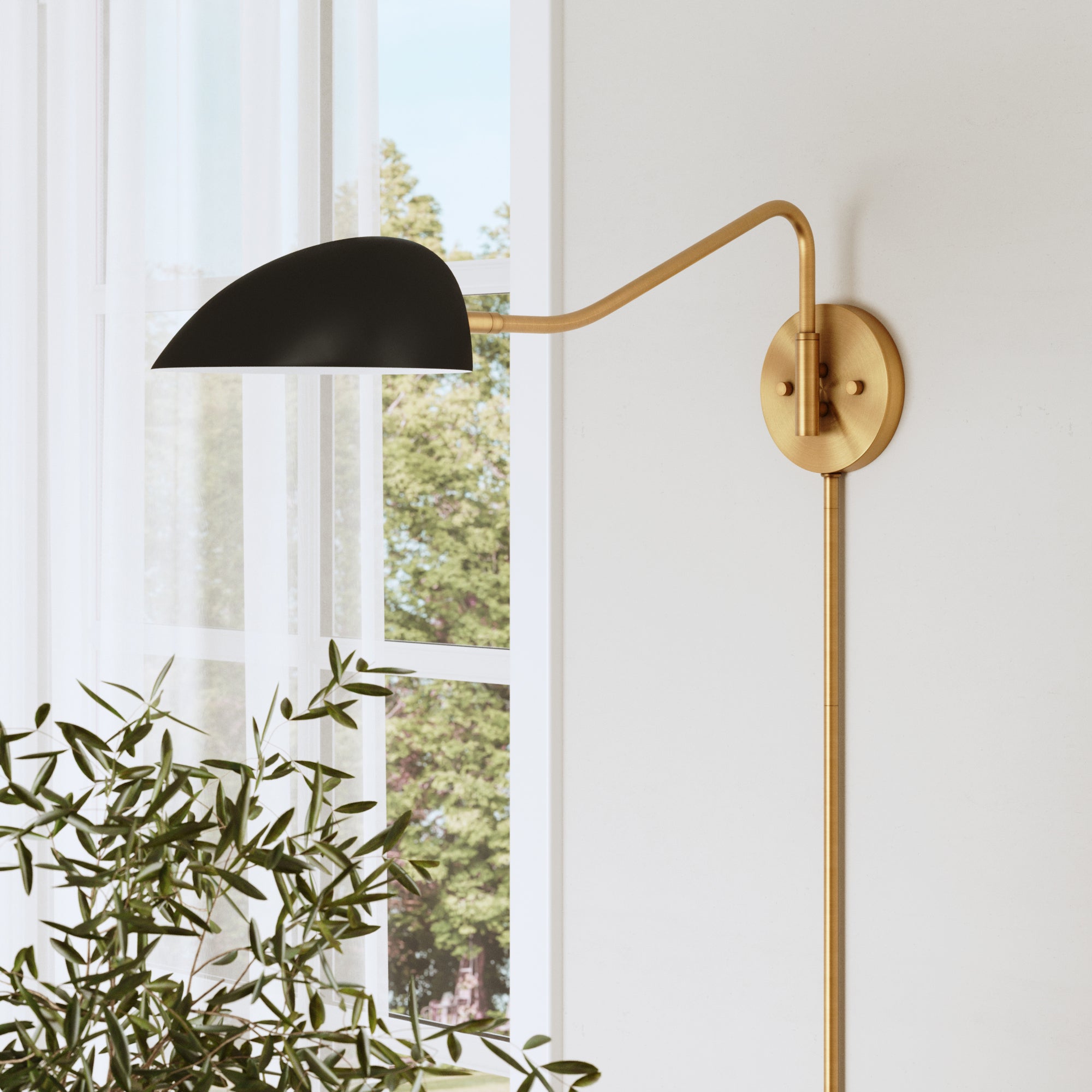 Mid Century Metal Plug-In Swing Arm Wall Sconce - Nathan James