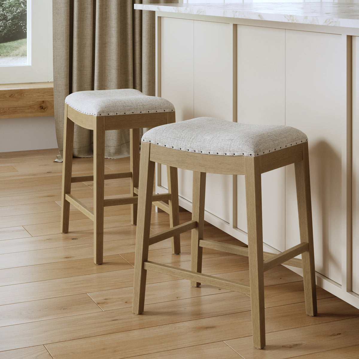Modern Wood Backless Counter Stool Gray (Set of 2)