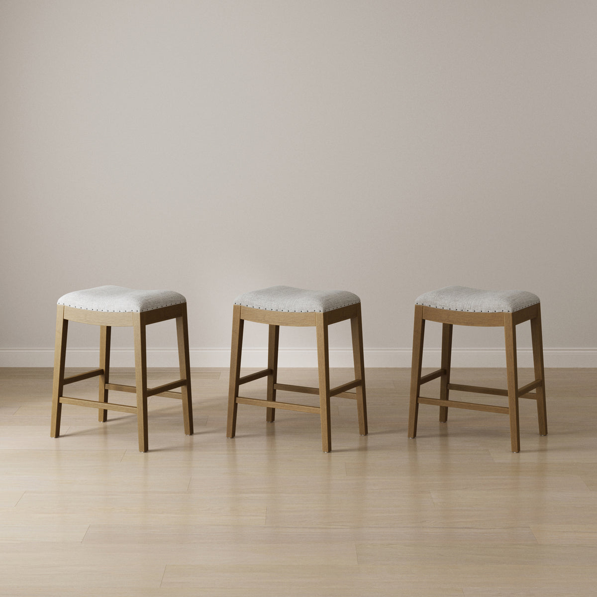 Modern Wood Backless Counter Stool Gray (Set of 3) - Nathan James