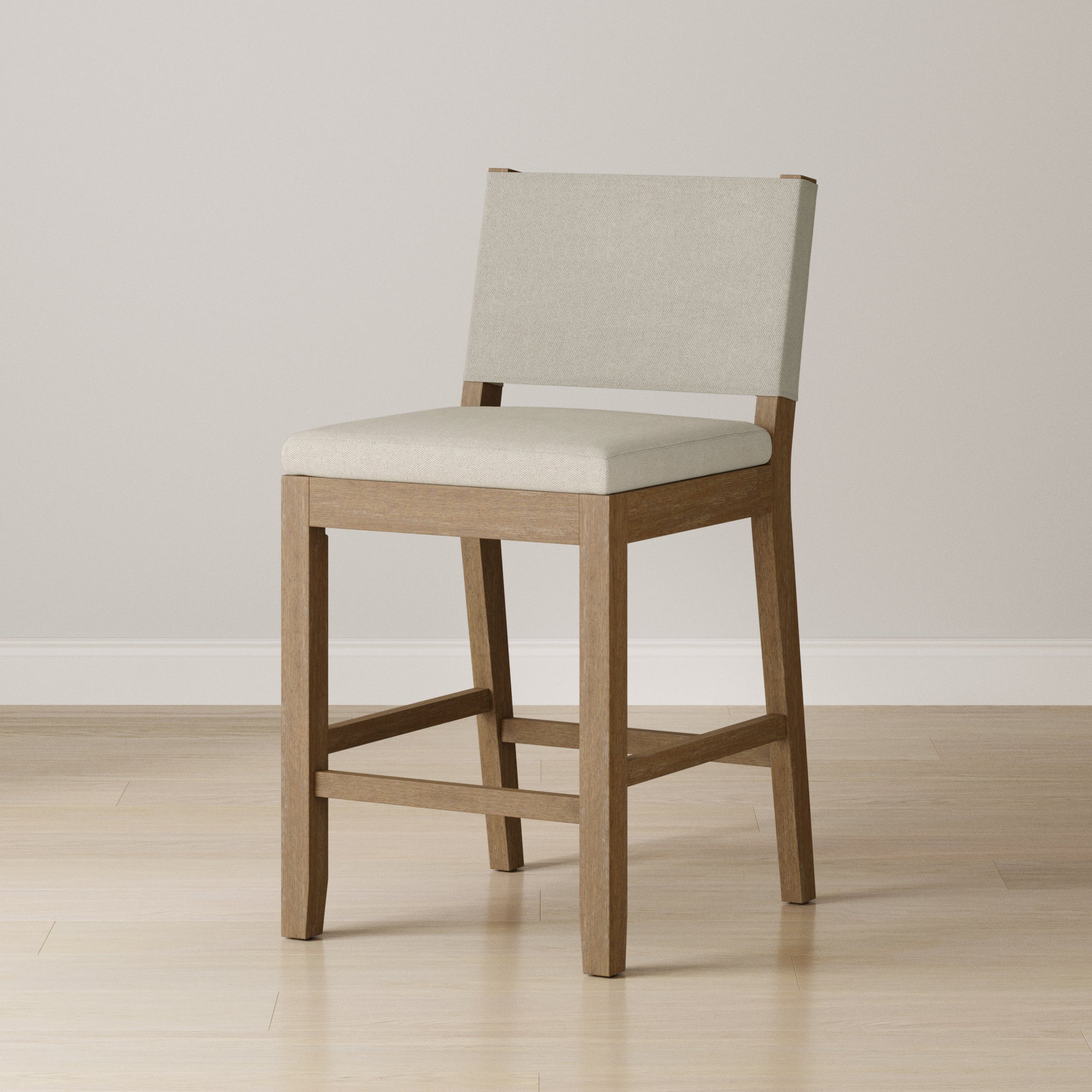 Wood Counter Height Bar Stool Light Brown Flax