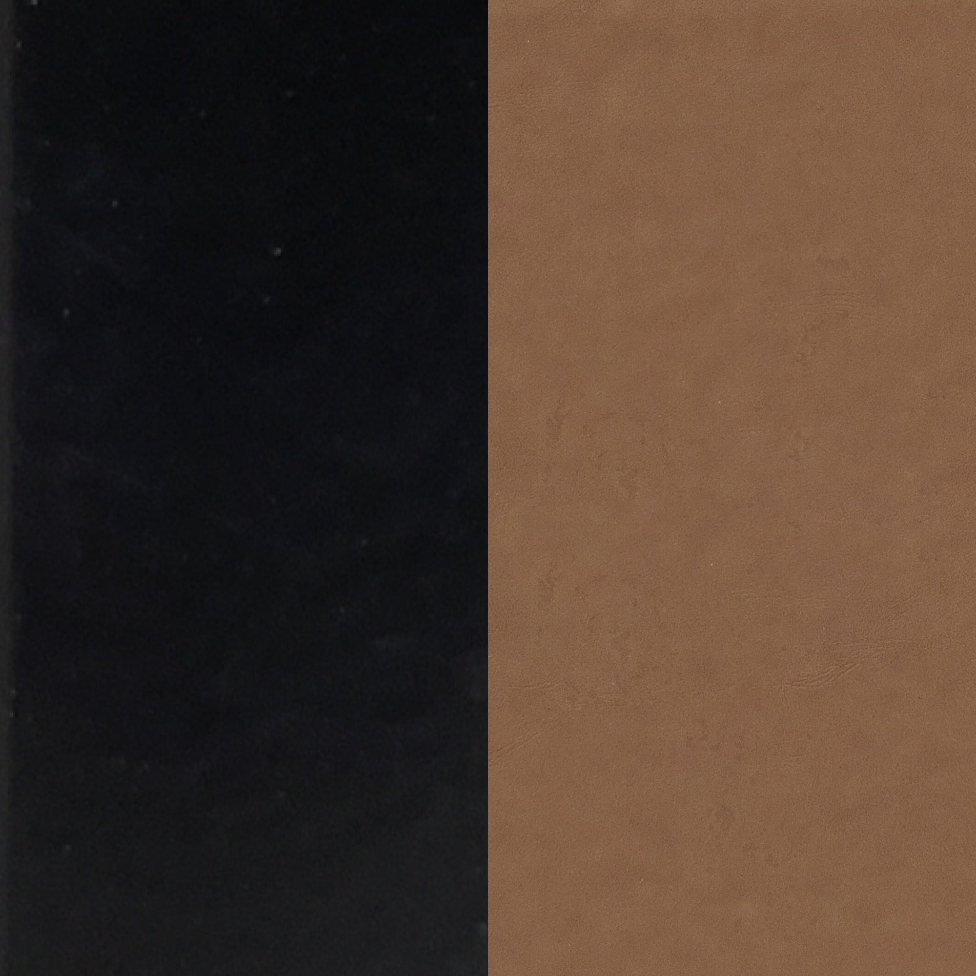 A split background with solid black on the left side and solid light brown on the right side, showing a clear vertical division between the two colors.