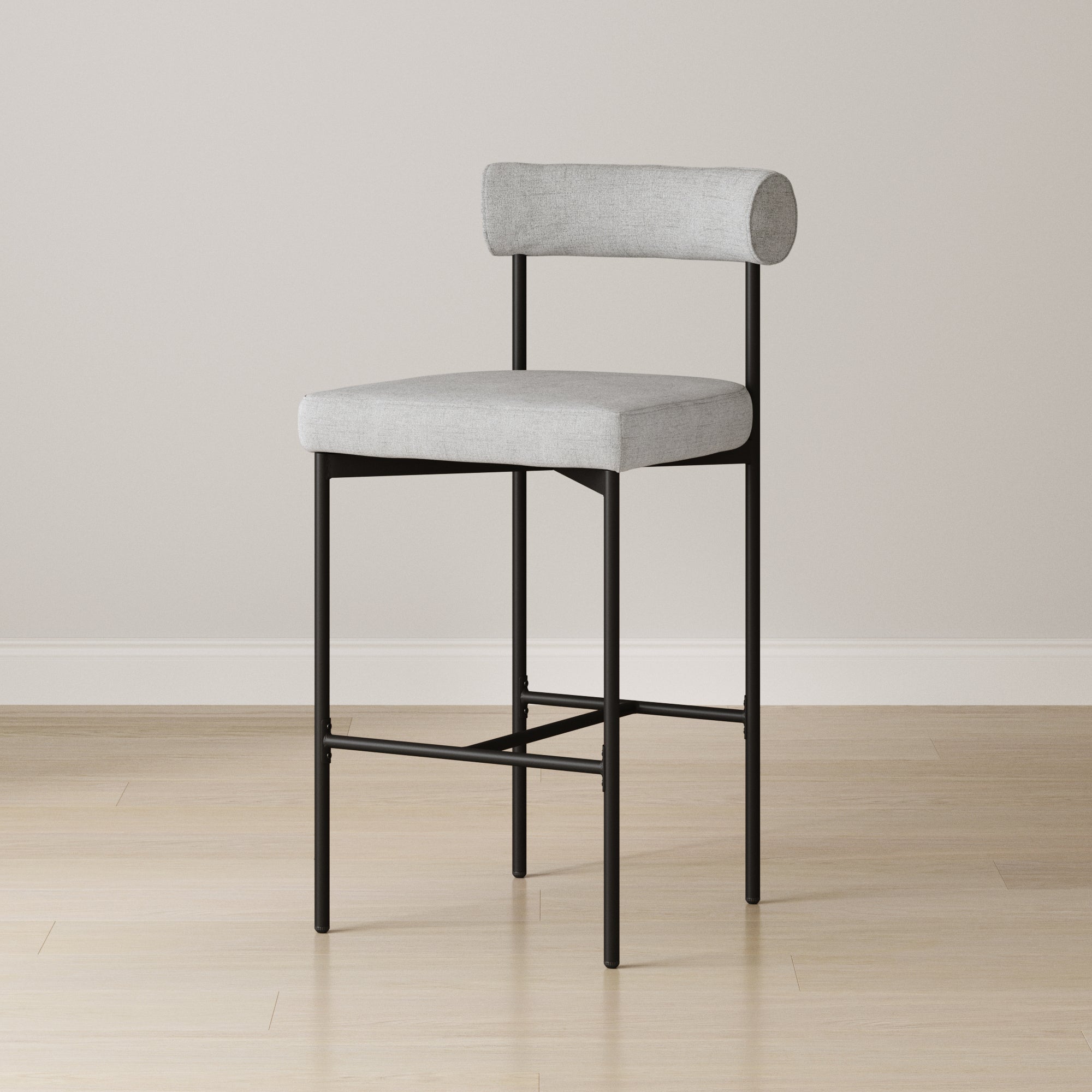 Metal Upholstered Counter Height Bar Stool Gray - Nathan James