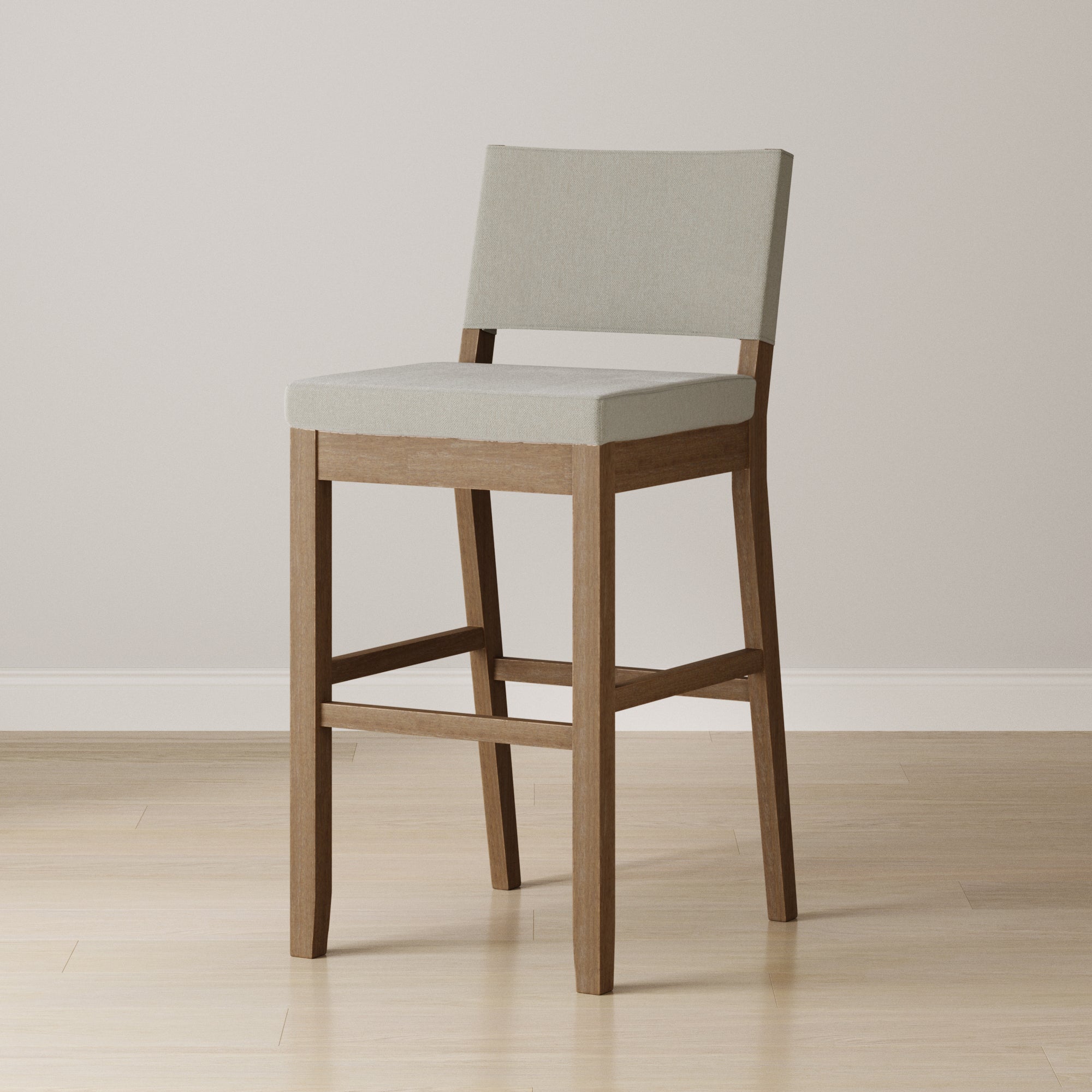 Wood Upholstered Sling Back Bar Stool Light Brown