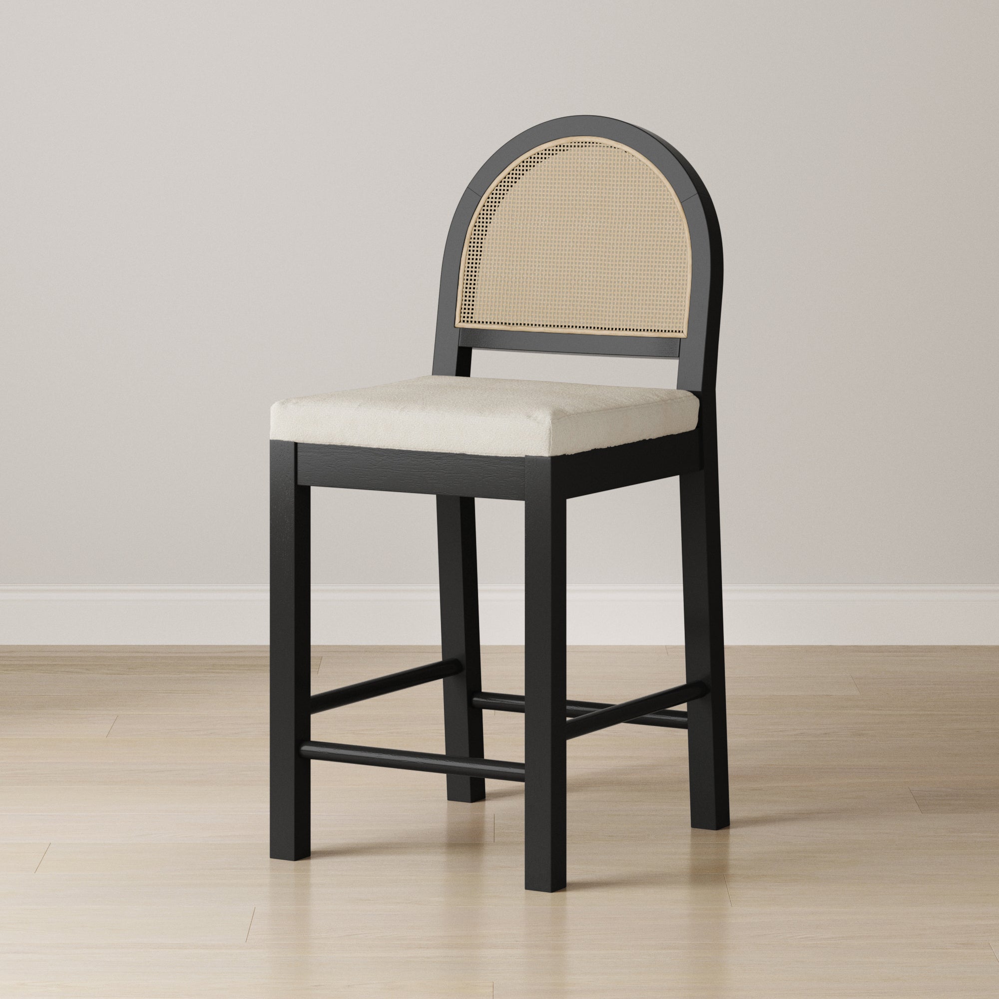 Boucle & Rattan Counter Height Bar Stool Black - Nathan James