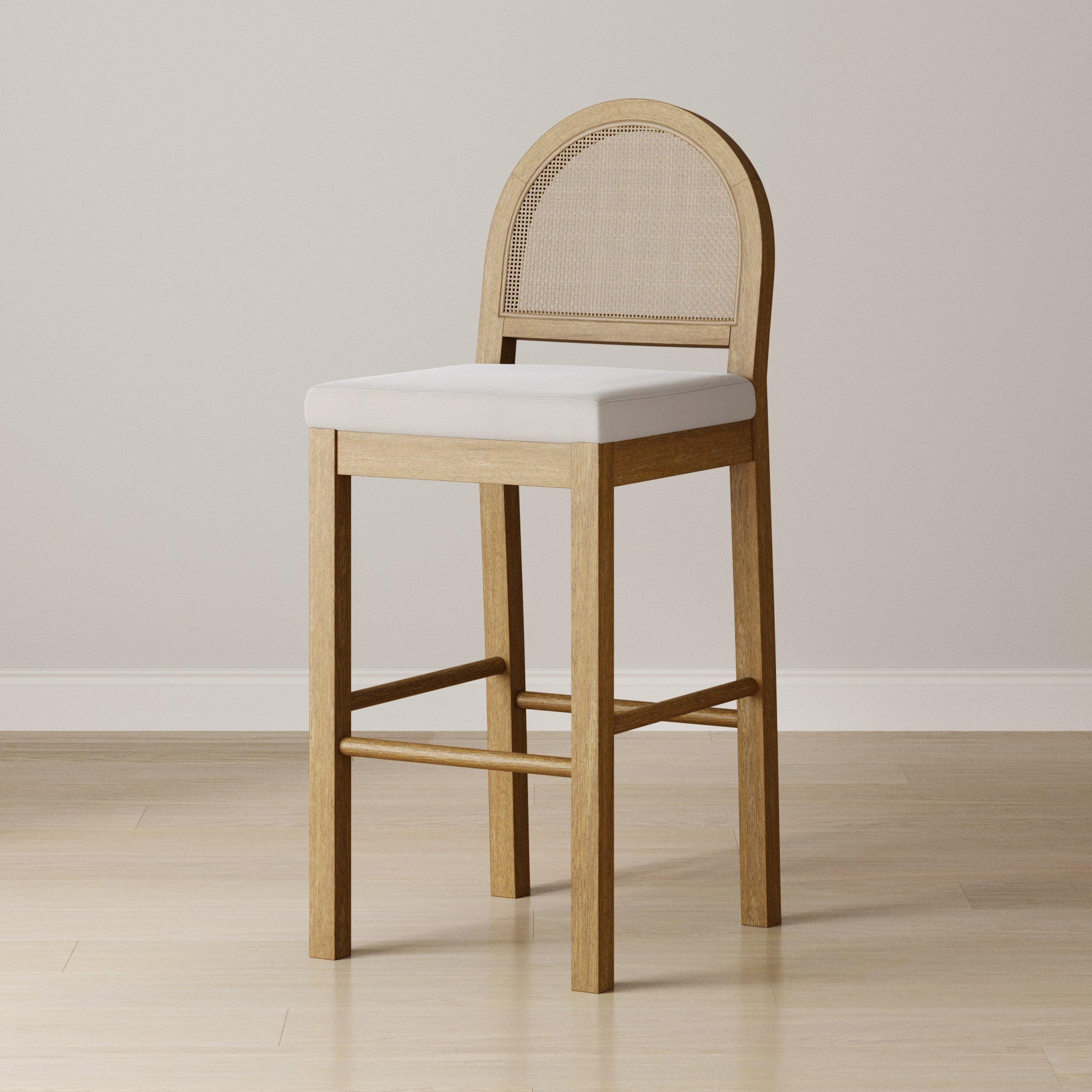 Boucle & Rattan Bar Stool Light Brown