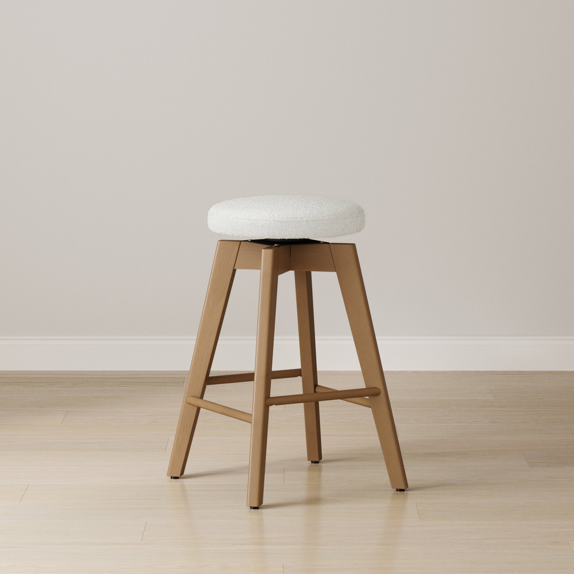 Wood Boucle Counter Height Swivel Counter Stool White Oak - Nathan James