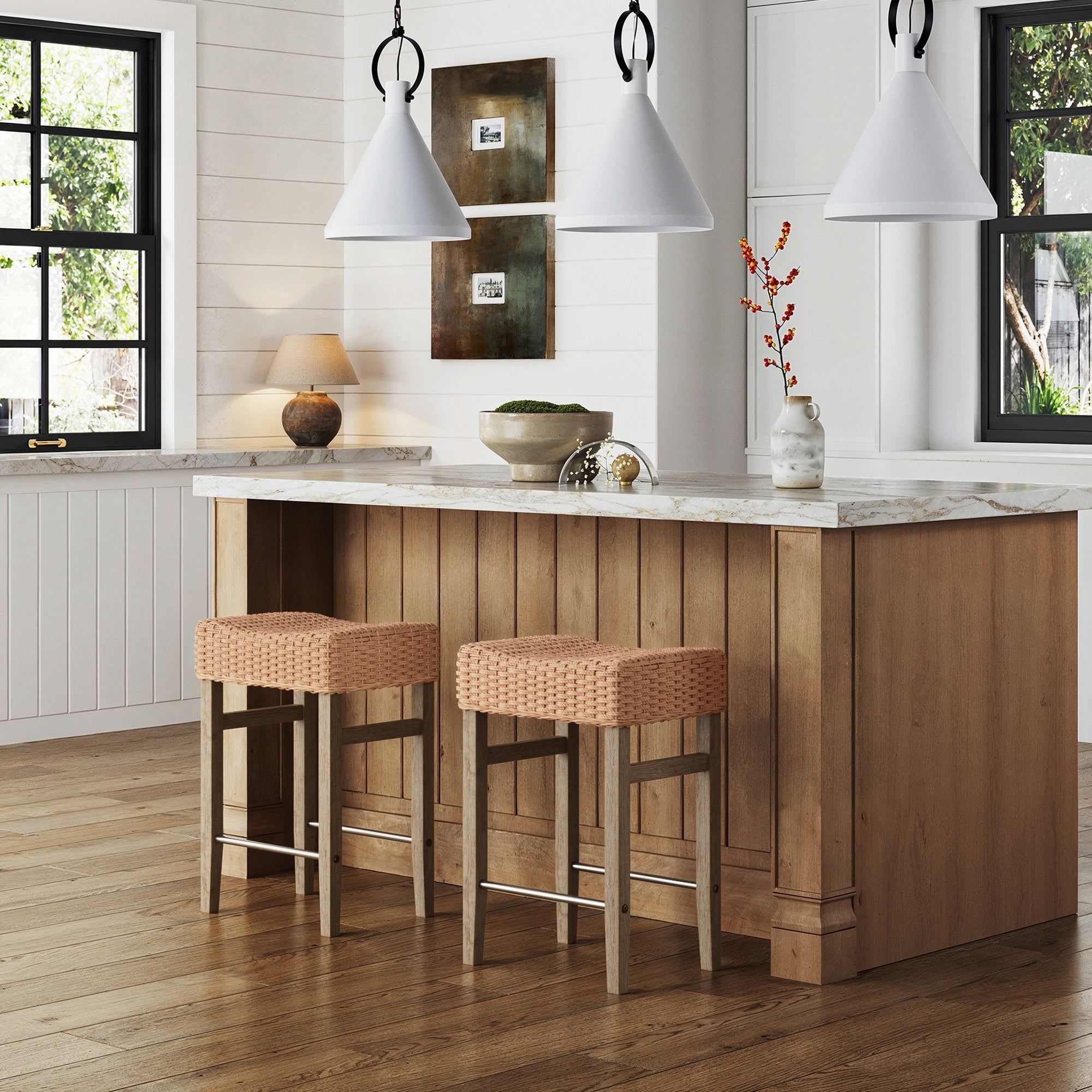 Seagrass Counter Height Bar Stools Brown (Set of 2) - Nathan James