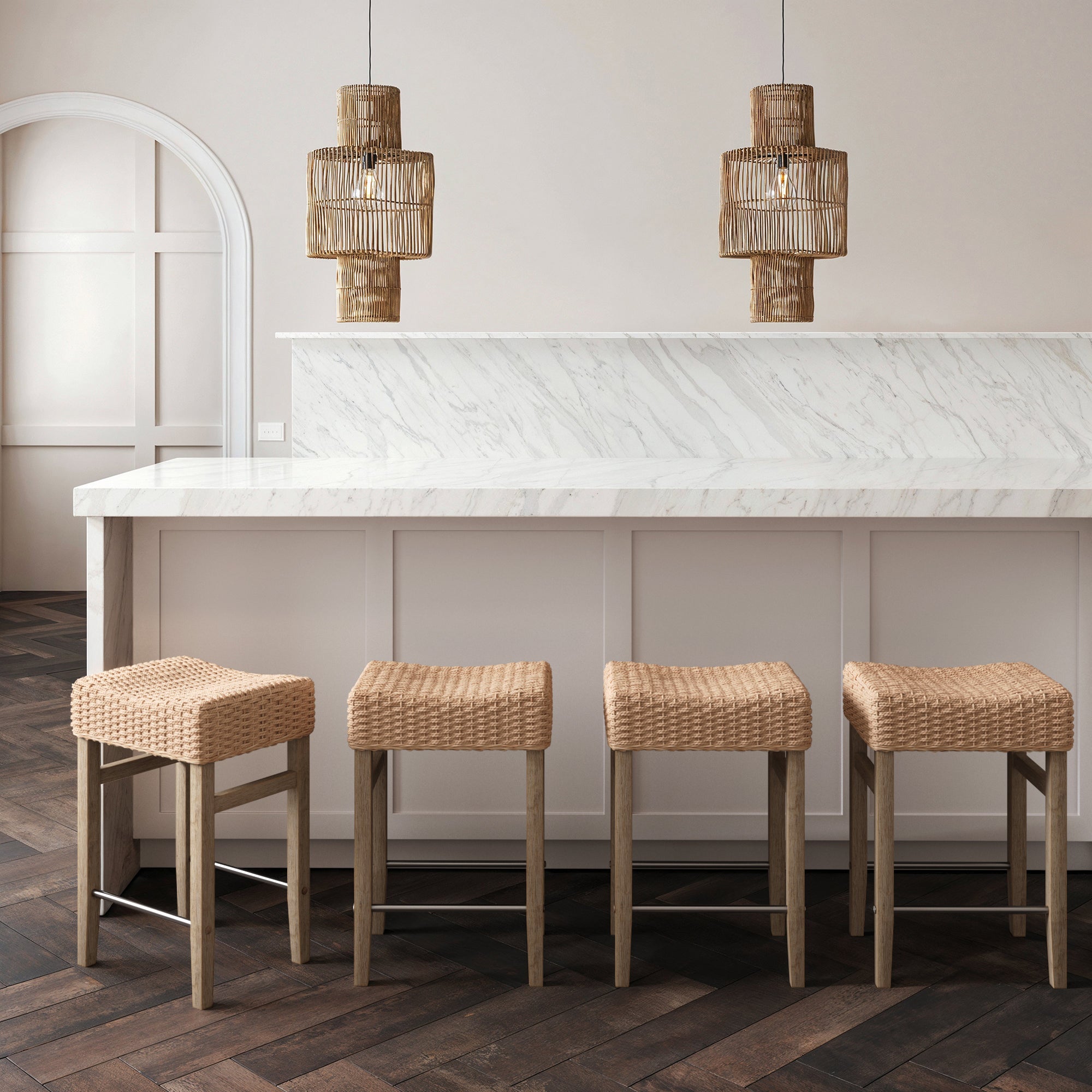 Seagrass Counter Height Bar Stools Brown (Set of 4) - Nathan James