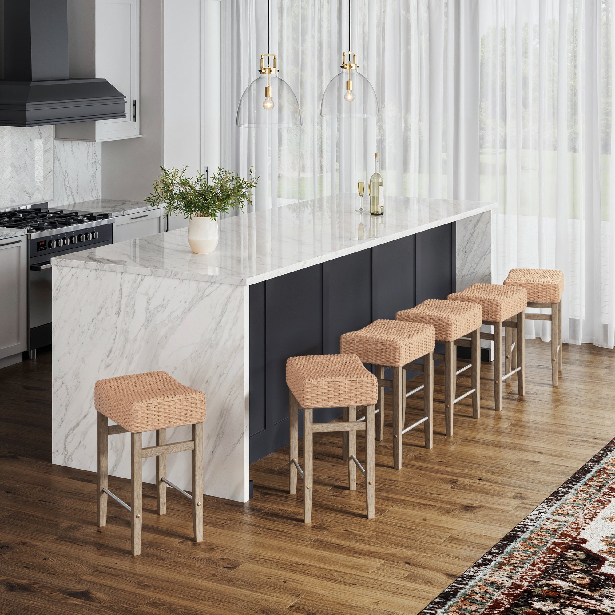 Seagrass Counter Height Bar Stools Brown (Set of 6) - Nathan James