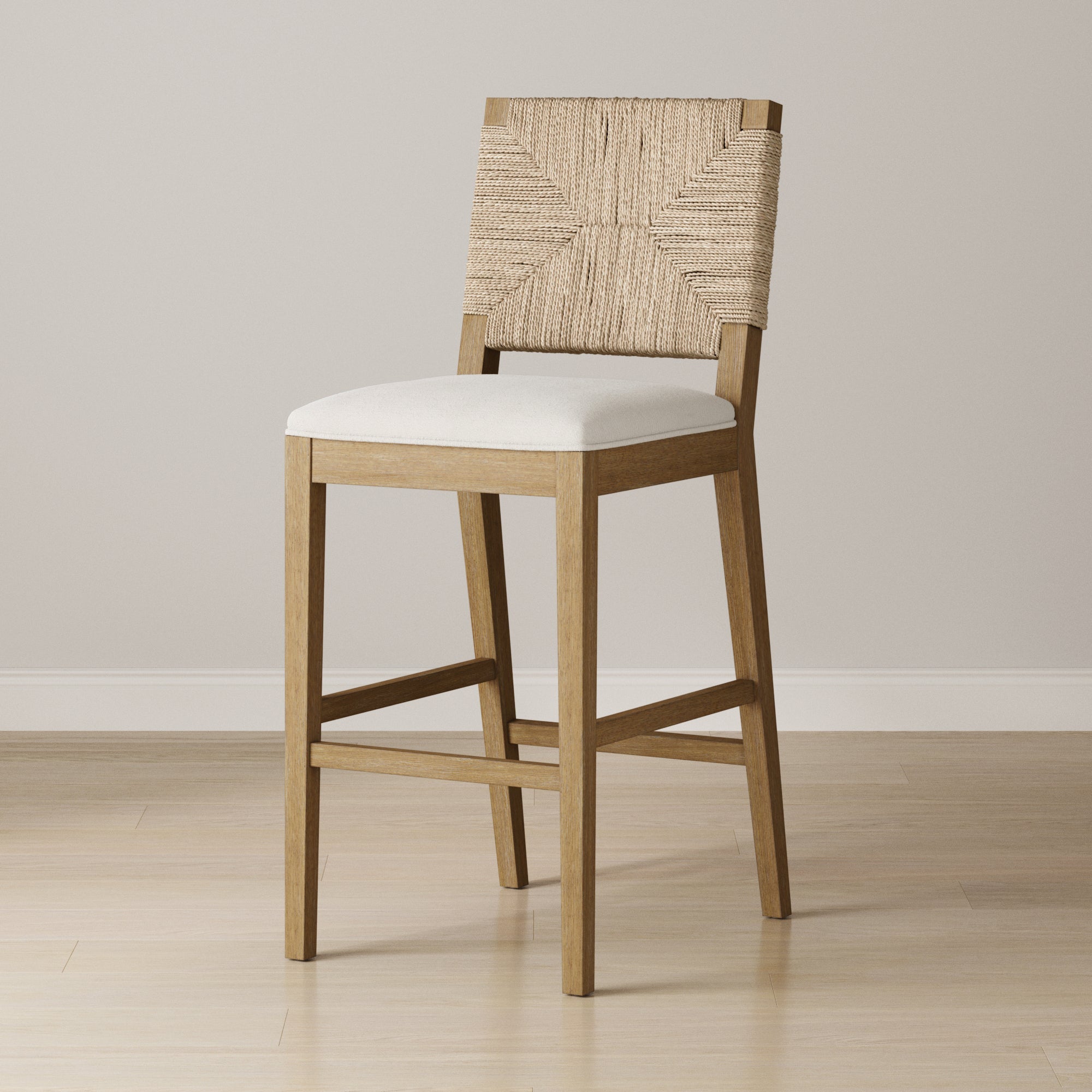 Boucle & Seagrass Bar Stool Light Brown