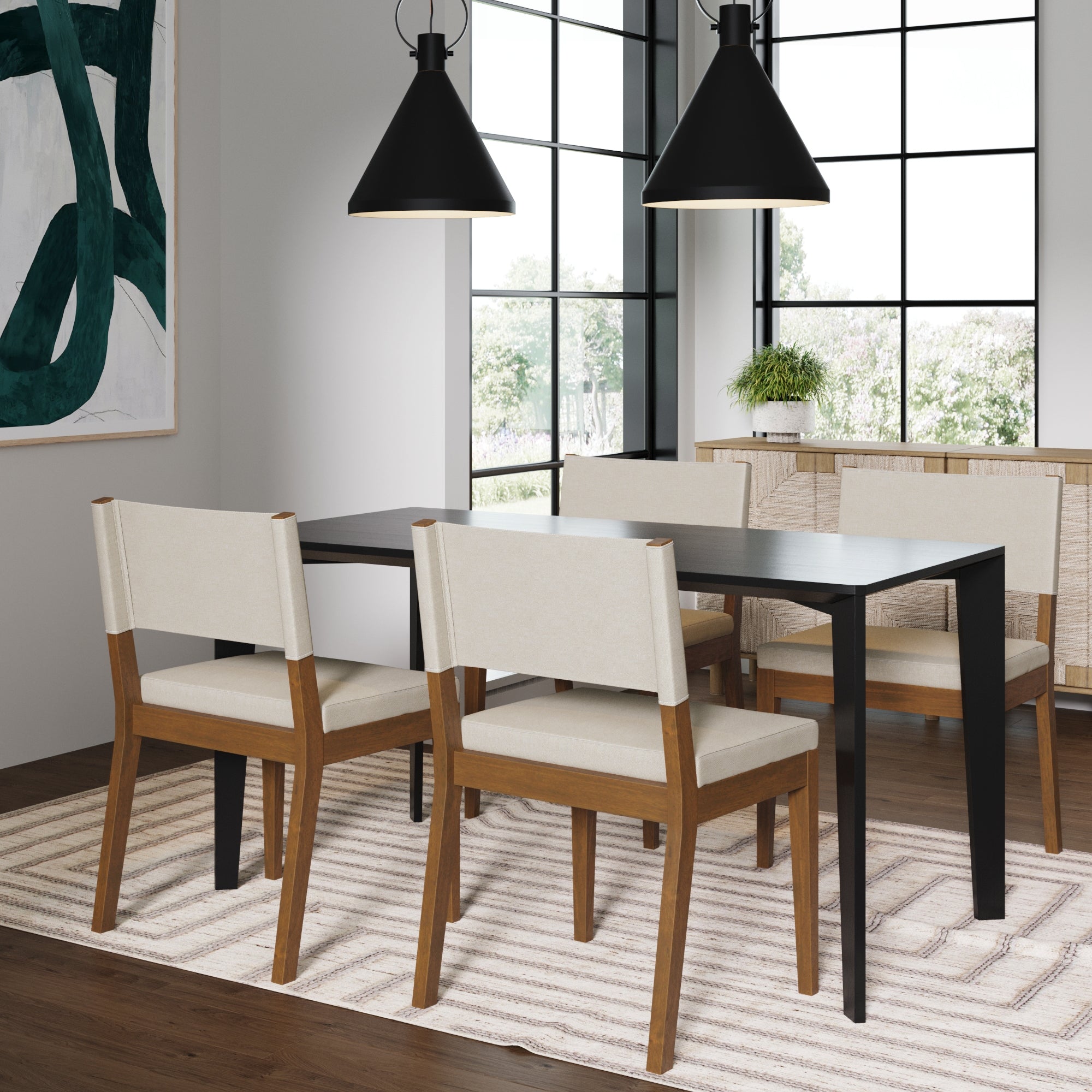 Set of 4 Upholstered Dining Chairs Dark Brown