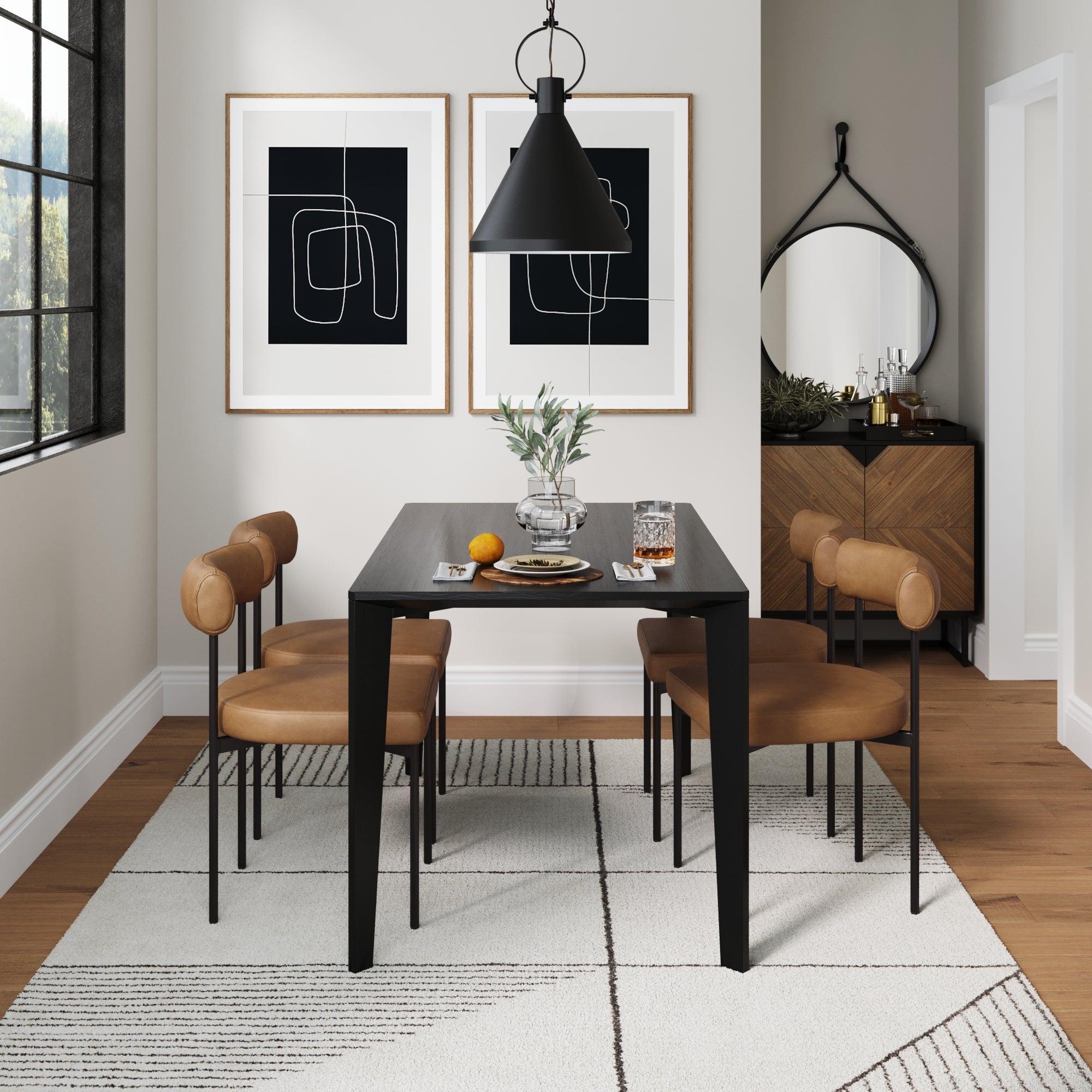 Set of 4 Faux Leather Modern Dining Chairs