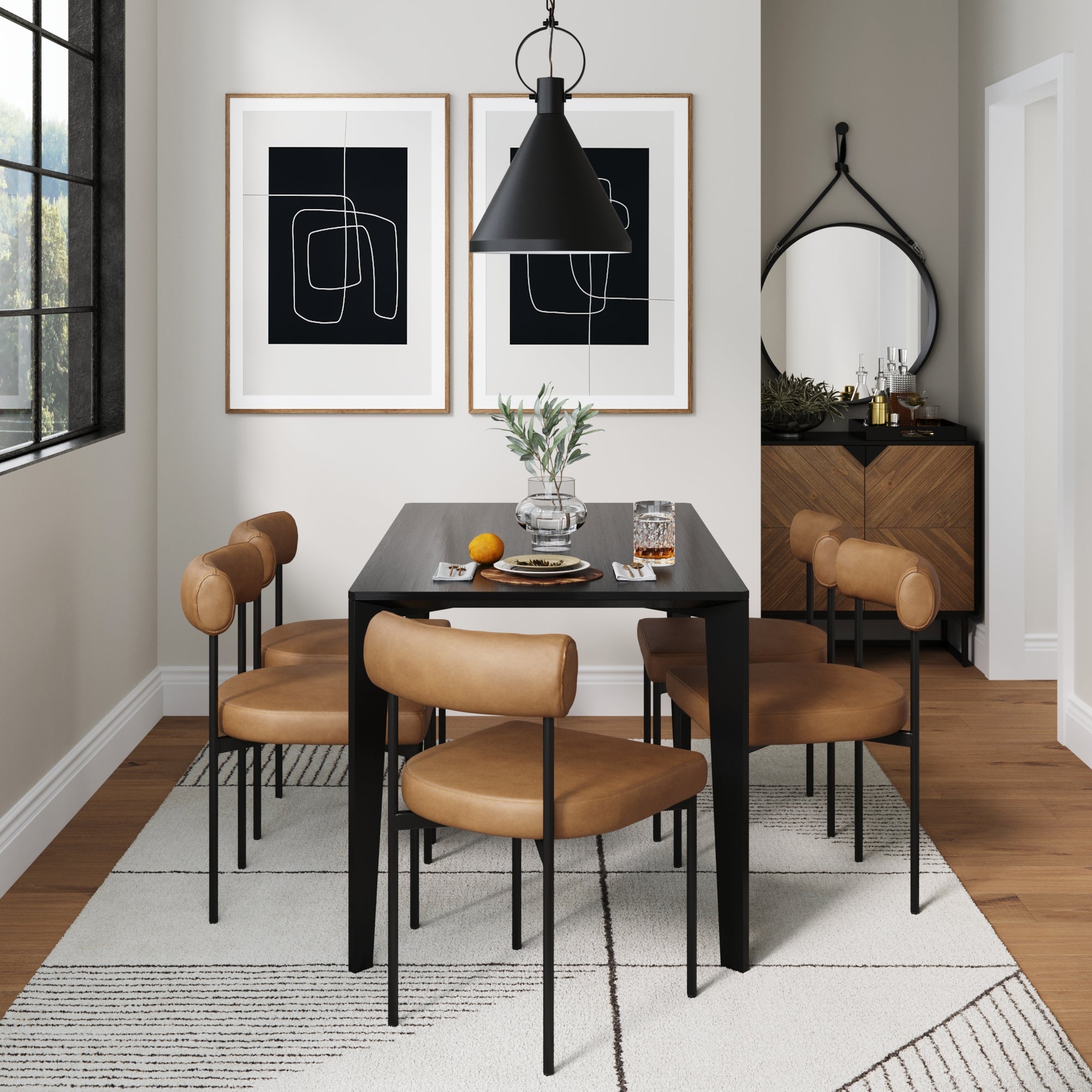 Metal Upholstered Modern Dining Chair Light Brown