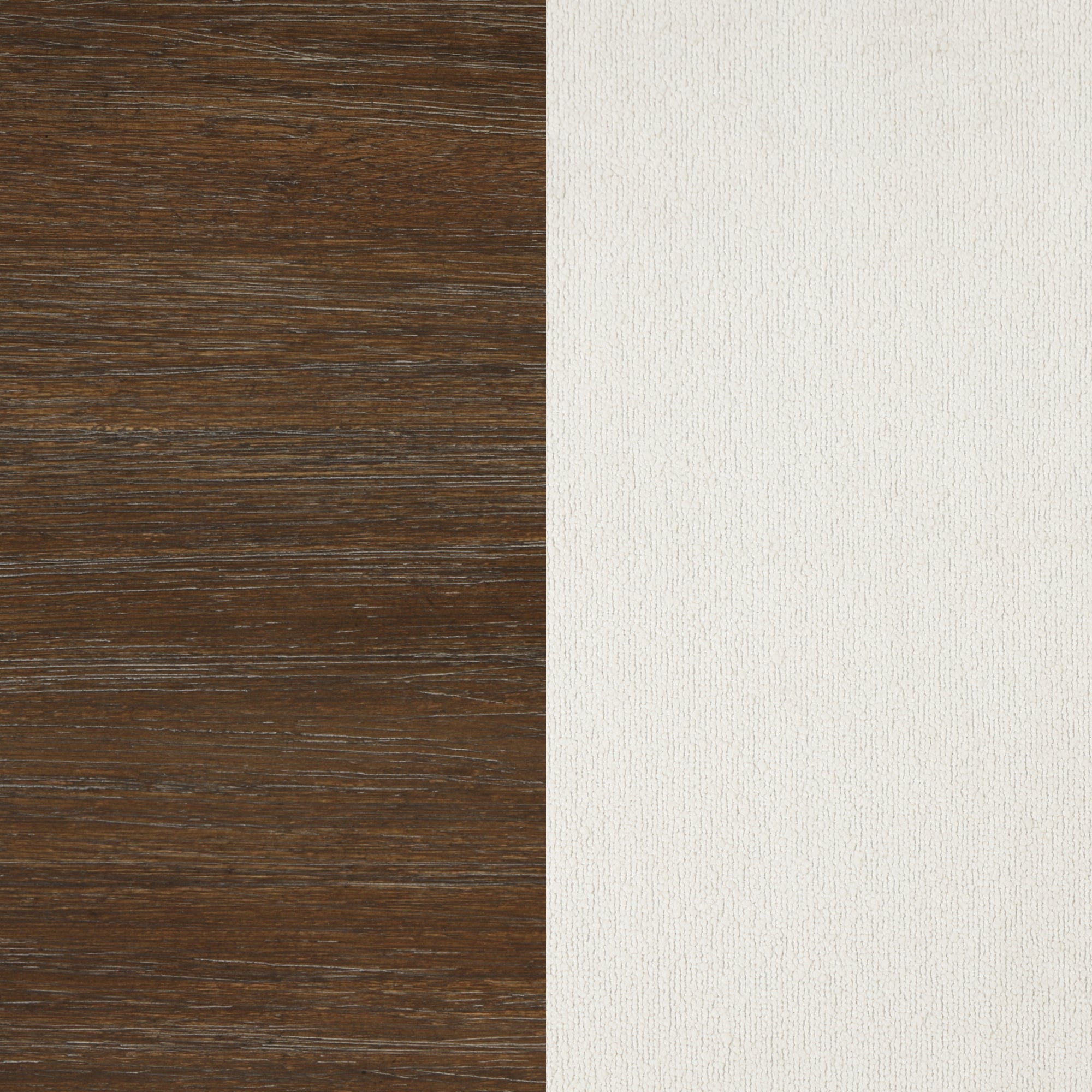 A split background with the left half showing dark brown wood grain texture and the right half displaying a smooth, off-white surface.