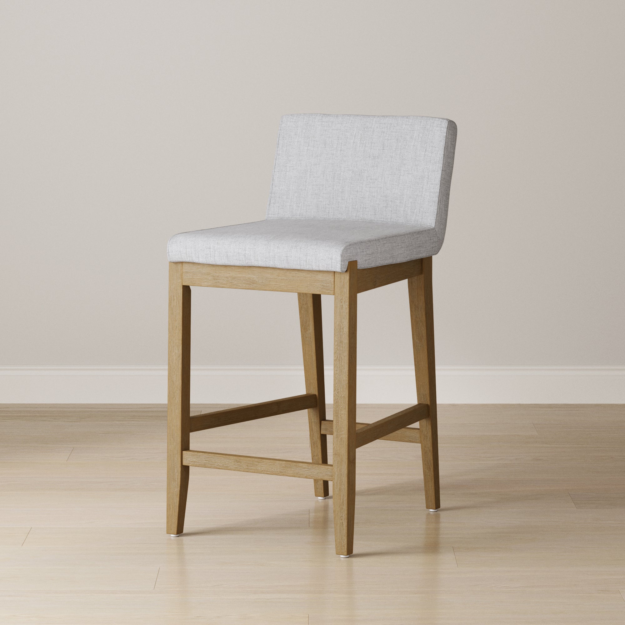Modern Upholstered Counter Height Bar Stool w/ Back Gray