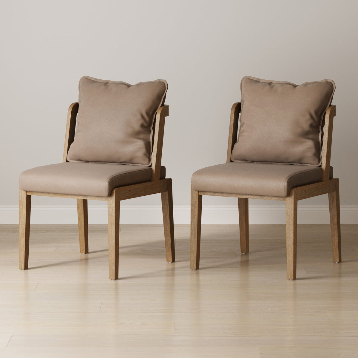 Modern Wood Faux Leather Dining Chair (Set of 2) - Nathan James