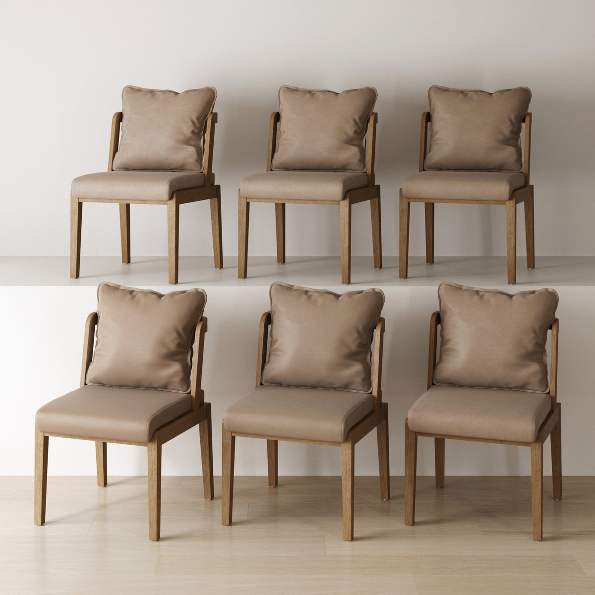 Modern Wood Faux Leather Dining Chair (Set of 6) - Nathan James