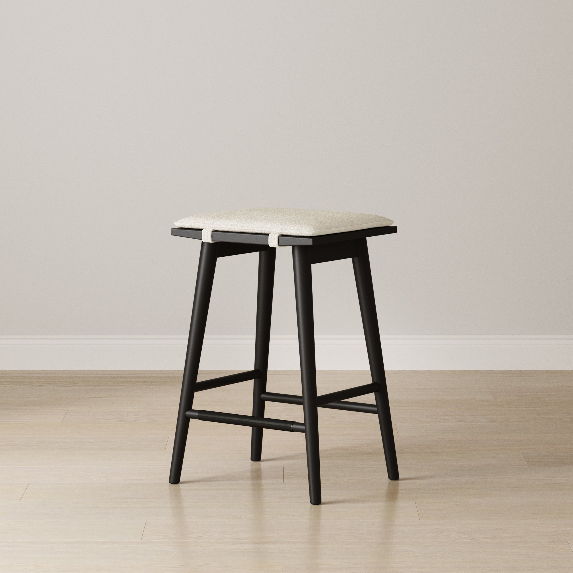 Wood & Boucle Counter Height Bar Stool Black - Nathan James