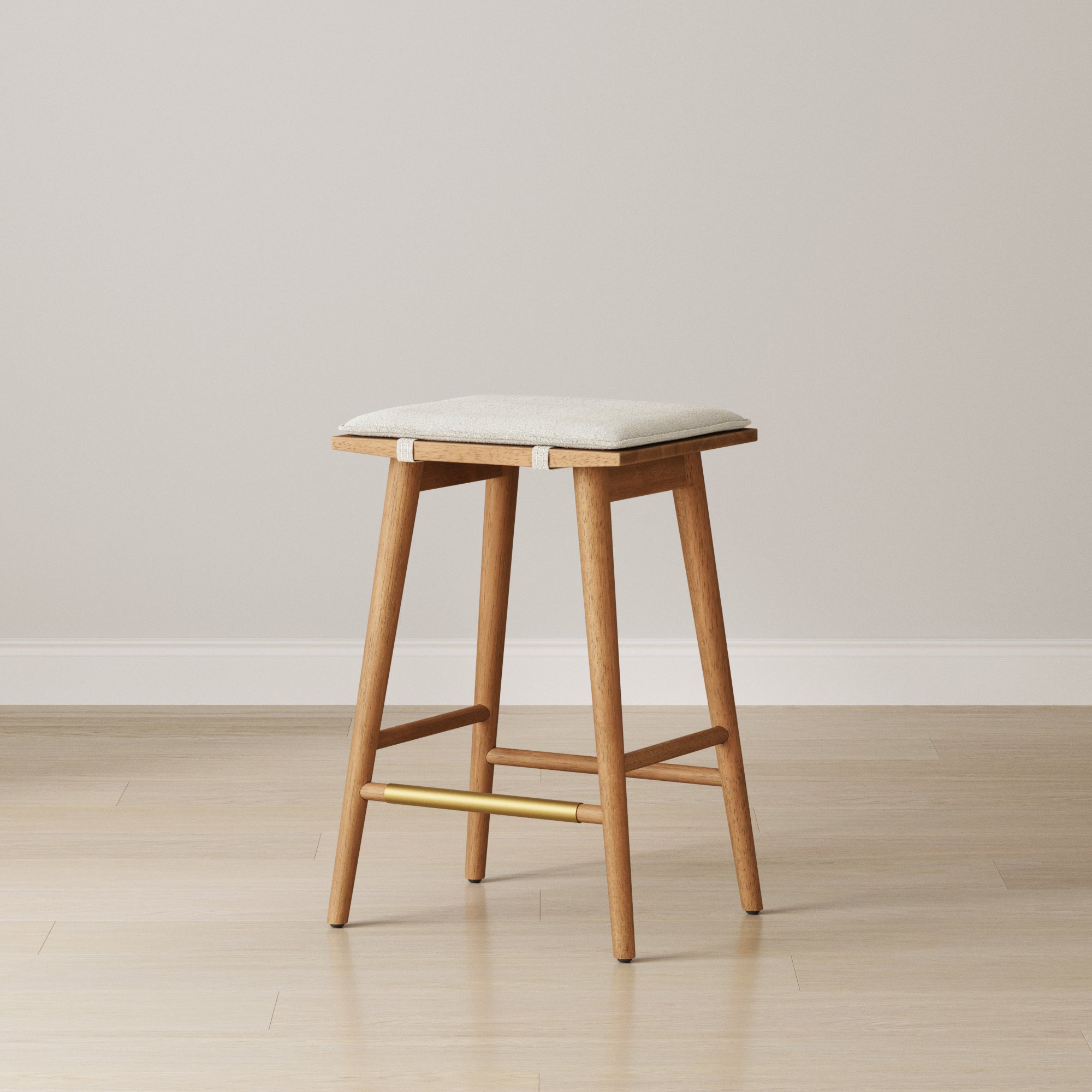 Wood & Boucle Counter Height Bar Stools Brown - Nathan James