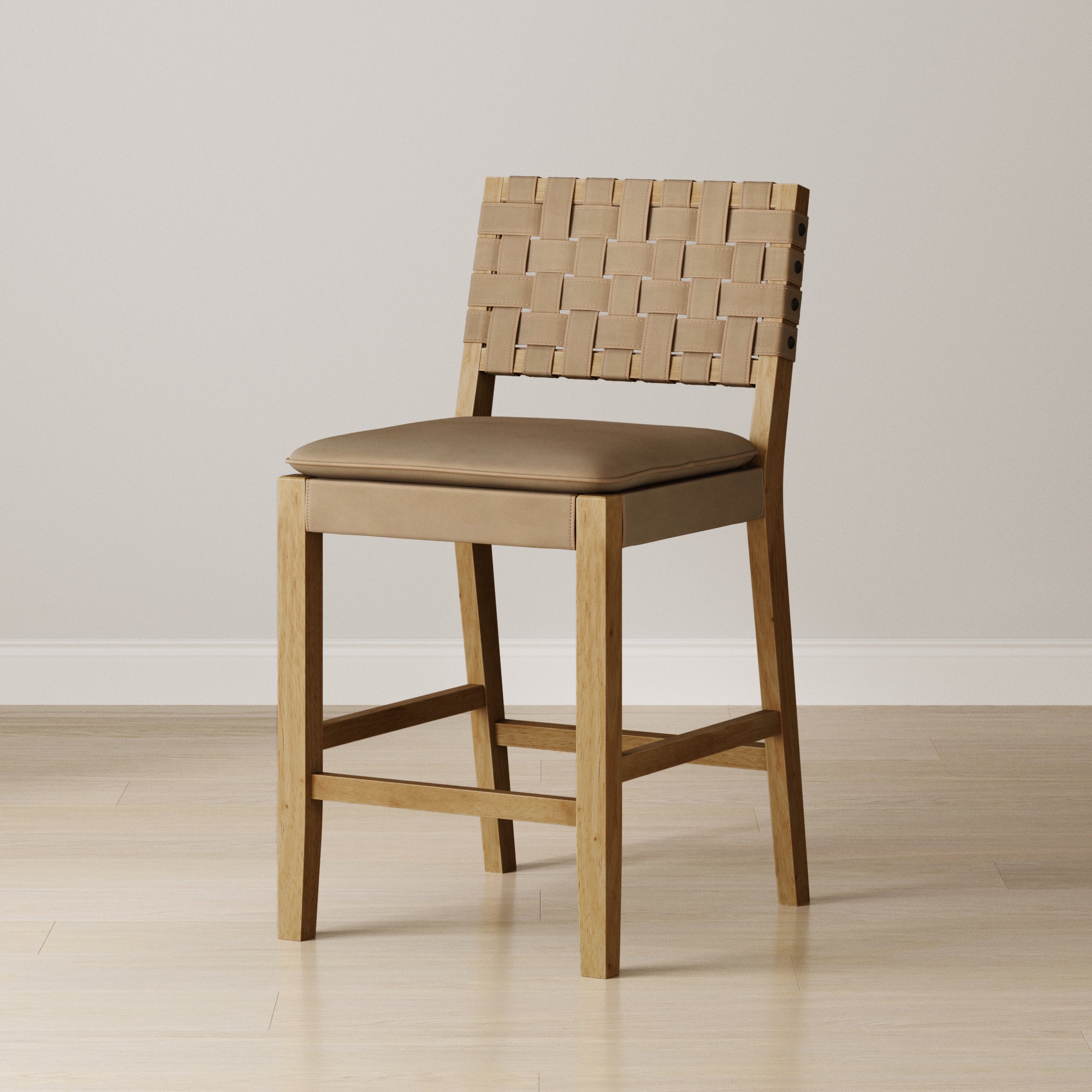 Faux Suede Woven Counter Height Bar Stool Brown