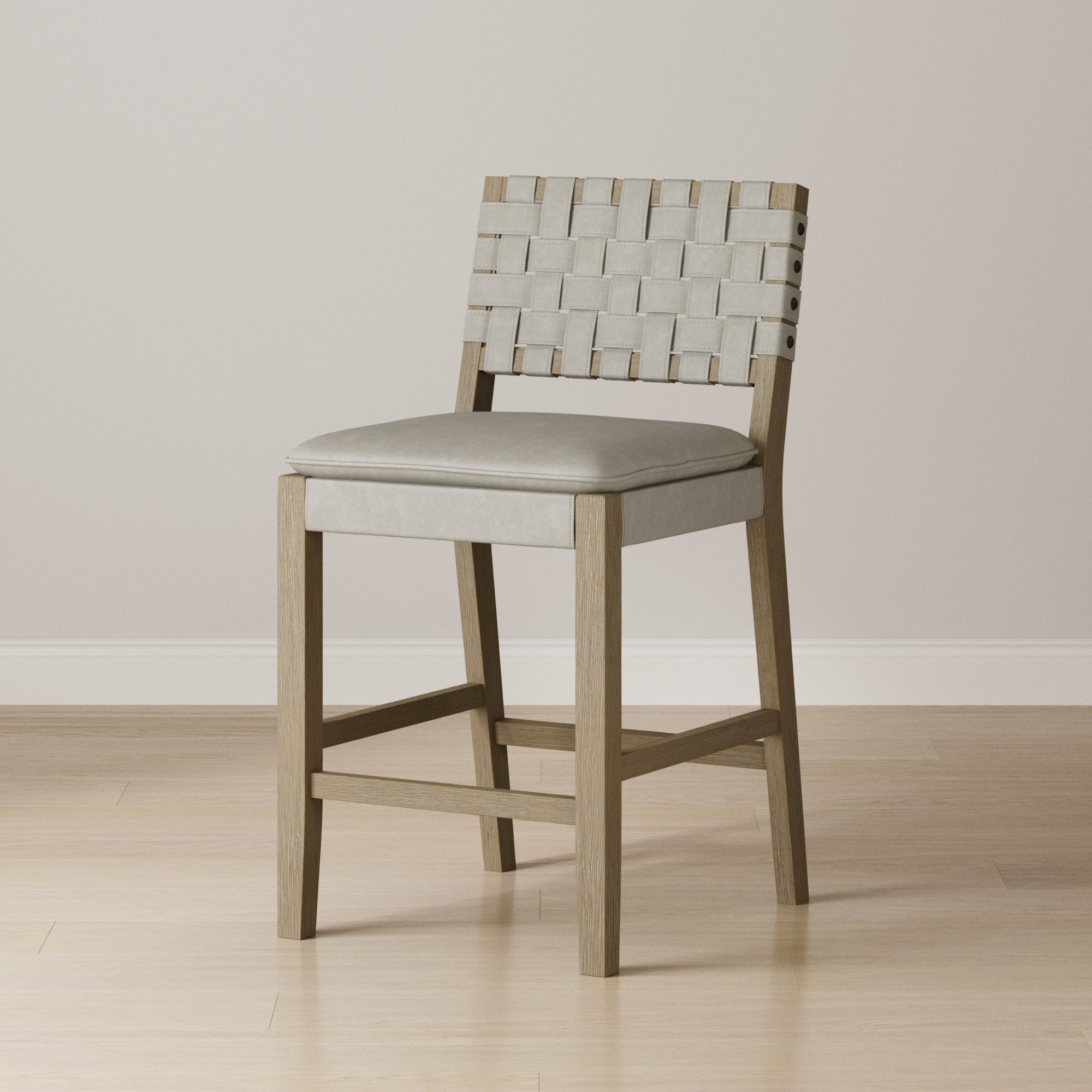 Woven Faux Leather Counter Height Bar Stool Taupe