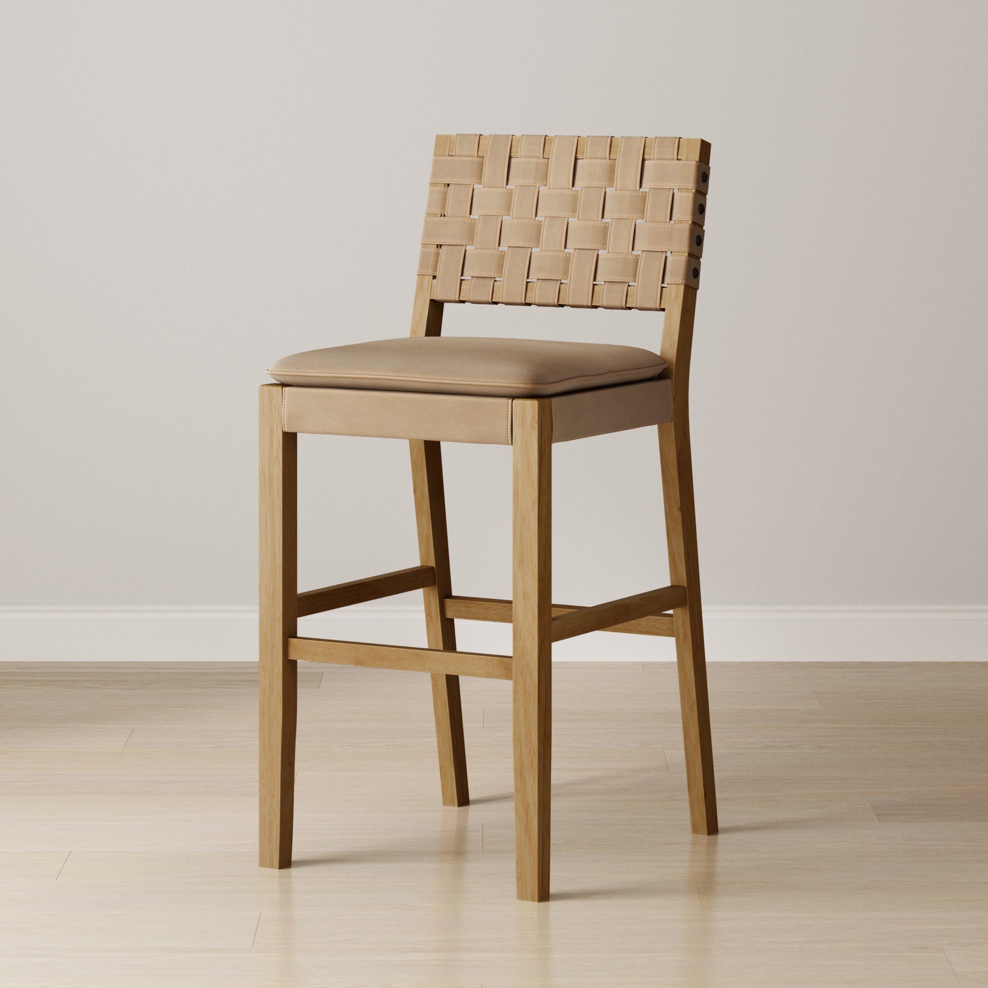 Faux Suede Woven Bar Stool Brown