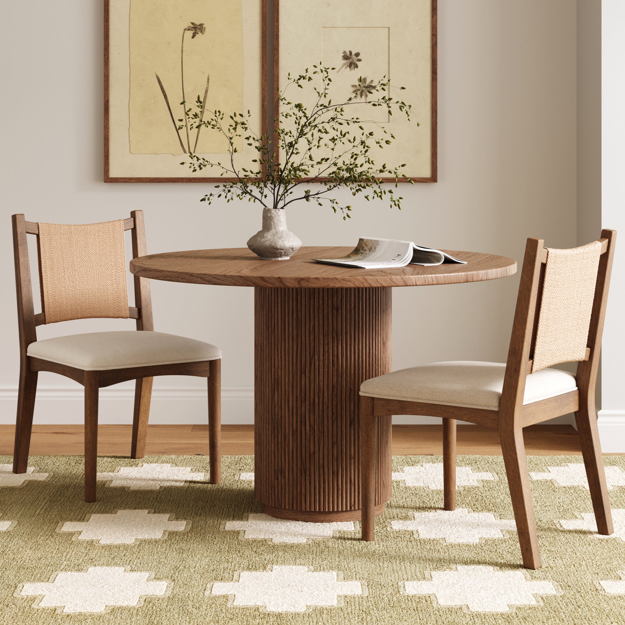 Arched Back Seagrass Dining Chair Medium Brown (Set of 2) - Nathan James