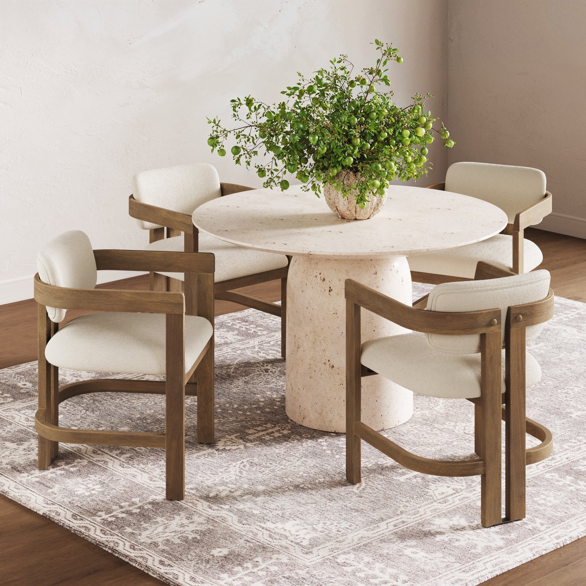 サザビーズ　アフタヌーンティー　ダイニングチェア Veya Dining Chair Boucle Light Brown Set of 4 | Nathan James