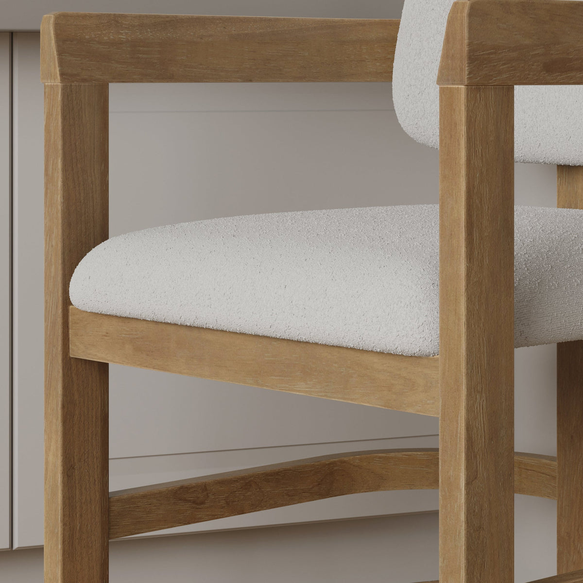 Boucle Dining Chair w/ Curved Back and Arm Light Brown (Set of 6) - Nathan James
