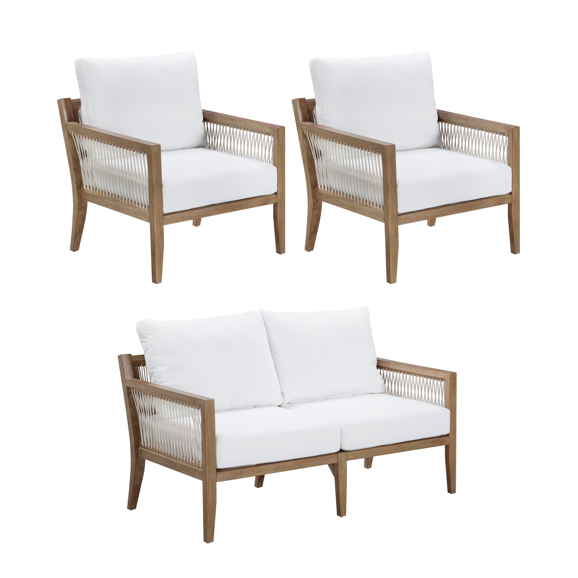 Outdoor Set Patio Loveseat & 2 Chairs White
