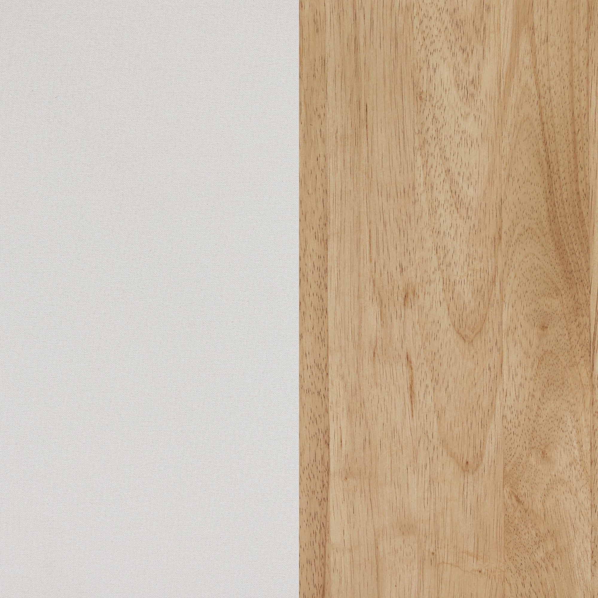 A surface divided vertically in half, with the left side featuring a smooth white texture and the right side displaying a light brown wooden texture with natural grain patterns.