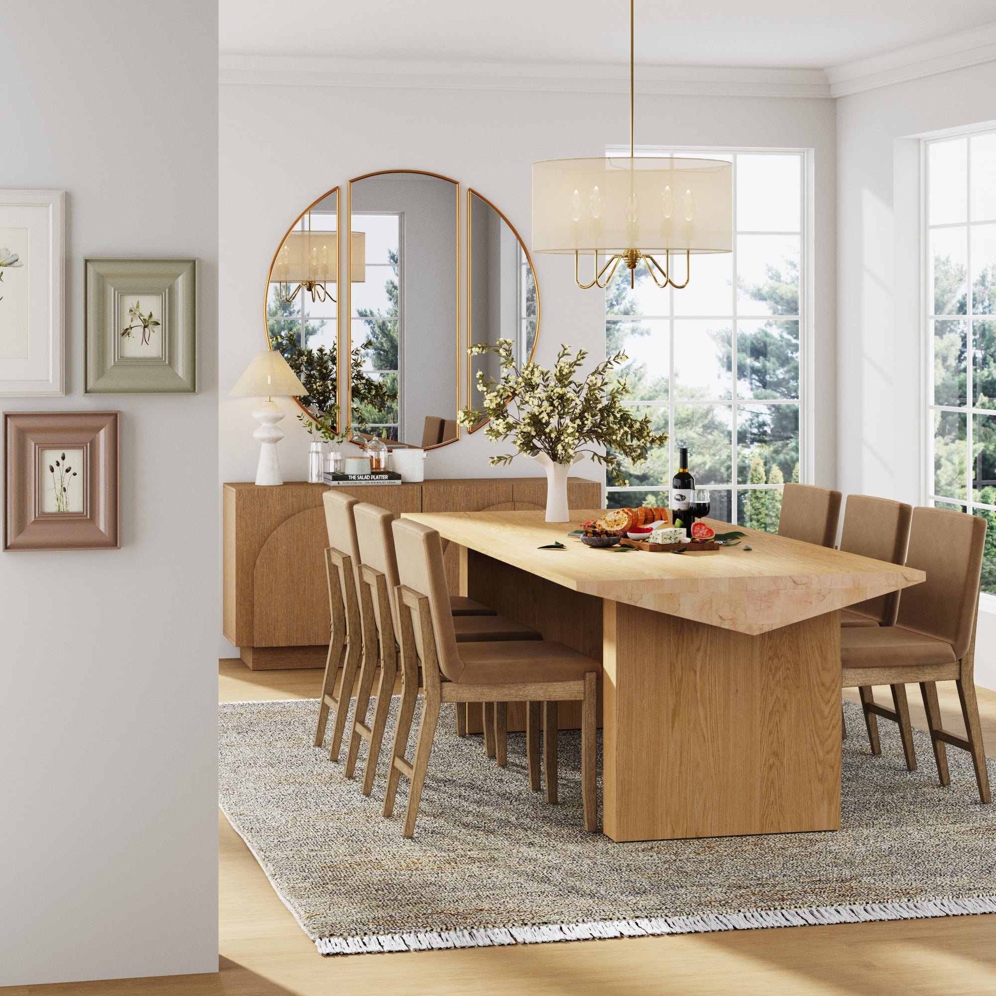 Exposed Back Dining Chairs Light Brown (Set of 6)