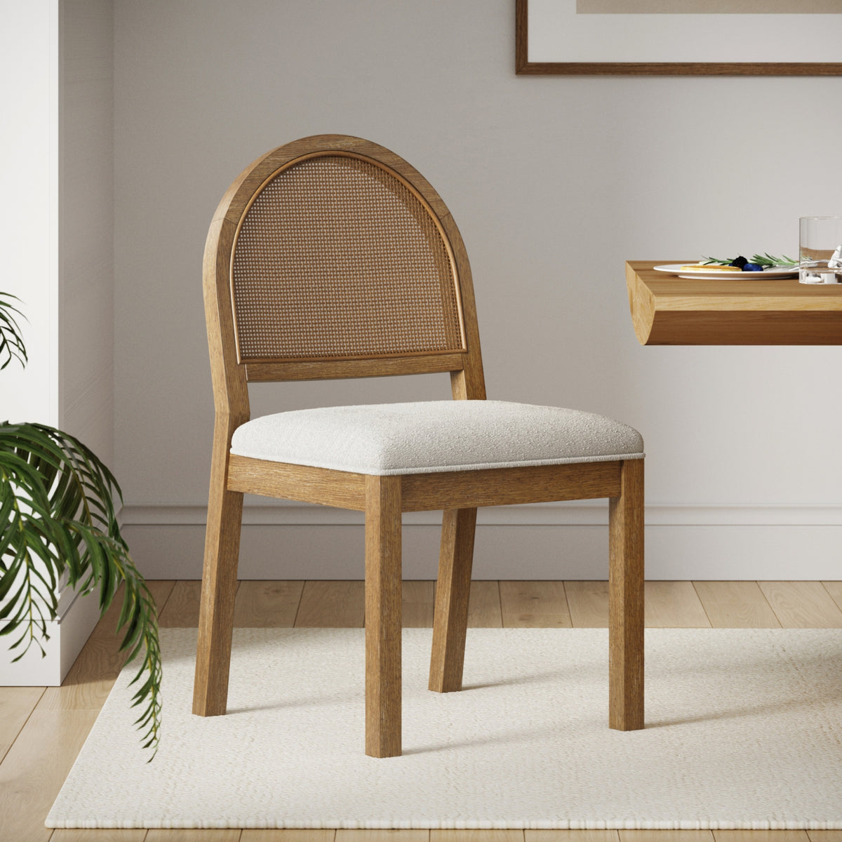 Bailey Dining Chair Boucle Rattan Light Brown | Nathan James
