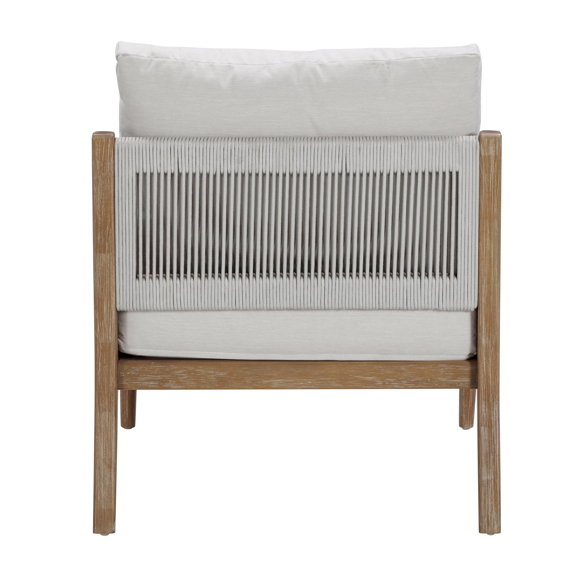 Wood & Rope Outdoor Patio Cushioned Arm Chair