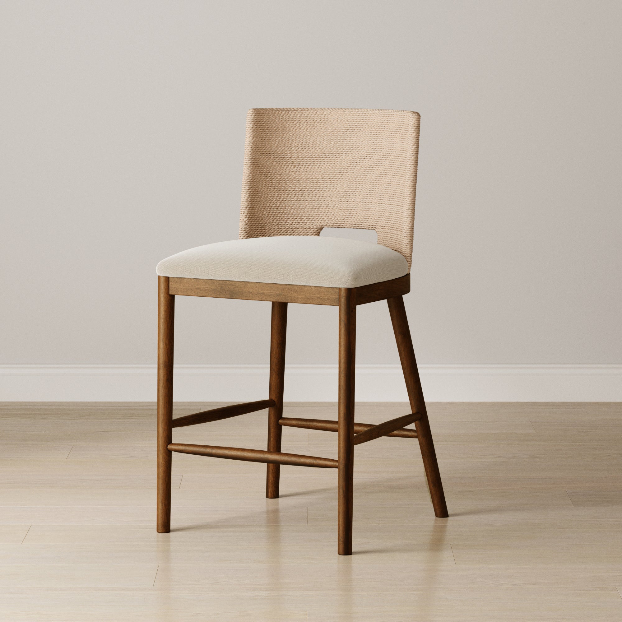 Seagrass Rope Back Counter Bar Stool Medium Brown (Set of 2) - Nathan James