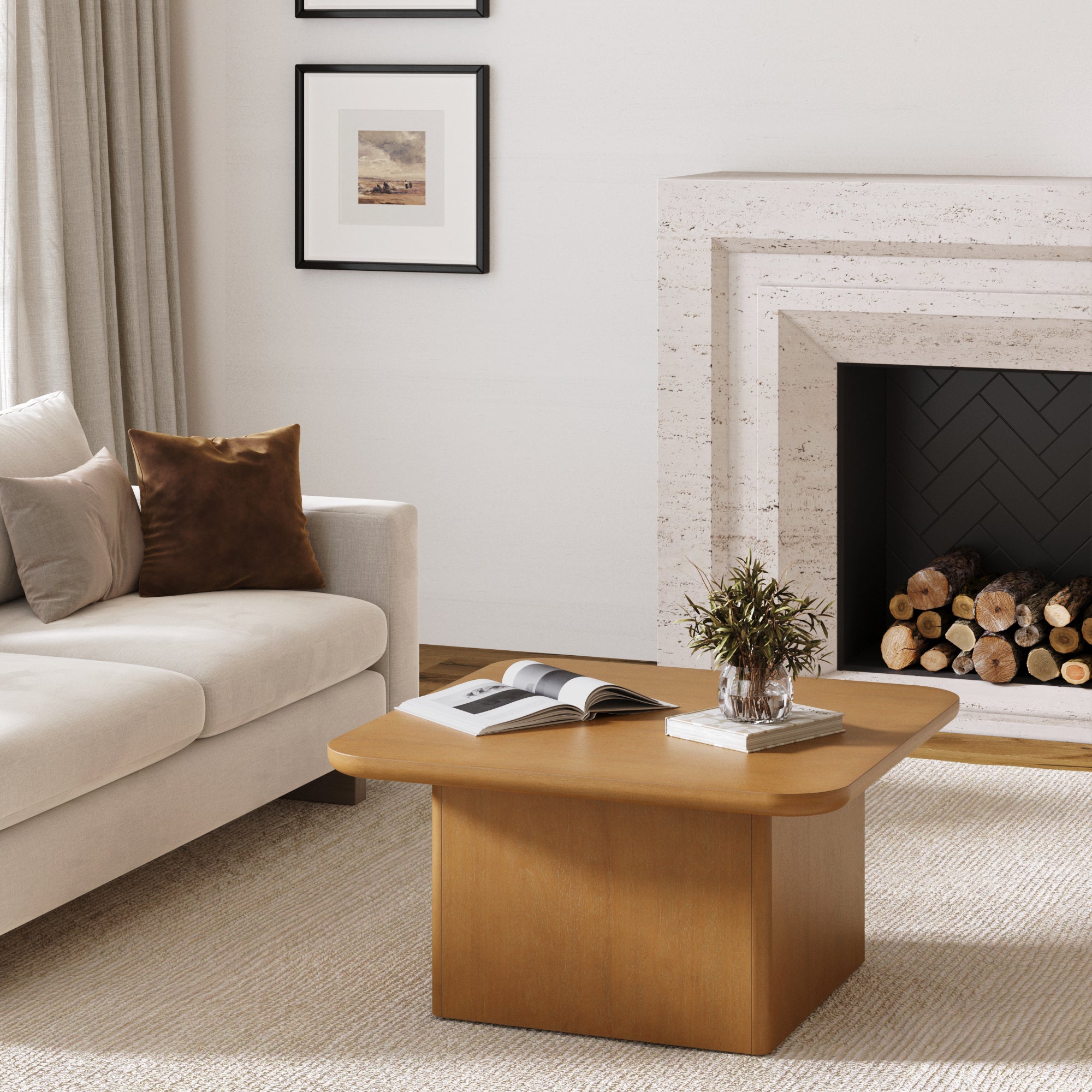 Modern Rustic Wood Square Coffee Table Light Brown - Nathan James