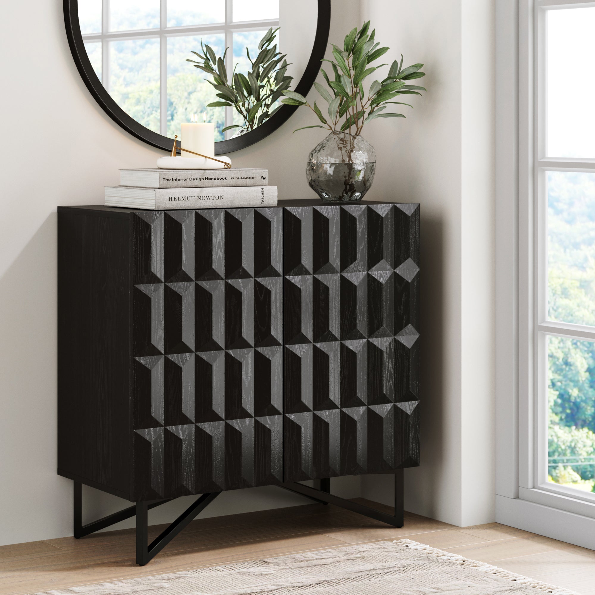 Wolfie Storage Cabinet Black Oak Textured Front | Nathan James