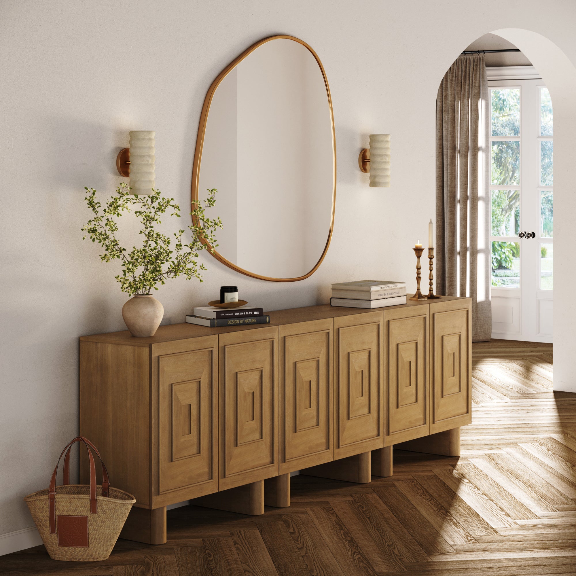 洋楽 maditations Austin Credenza Light Brown Wood Set of 3 Mid-Century | Nathan James