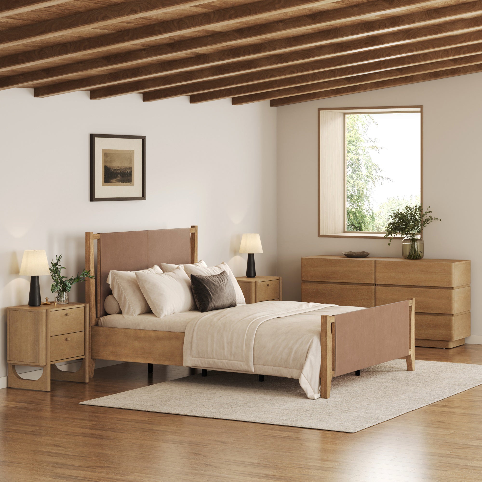 mid century modern dresser and nightstand set Nasonet Sets 3 Piece, 6 Drawer Dresser for Bedroom and Nightstands of 2, Wood Chest of Drawers Night Stand Bedroom Furniture Set, Walnut this set delivers timeless appeal and practical functionality for any bedroom Mid Century Modern Rounded Dresser