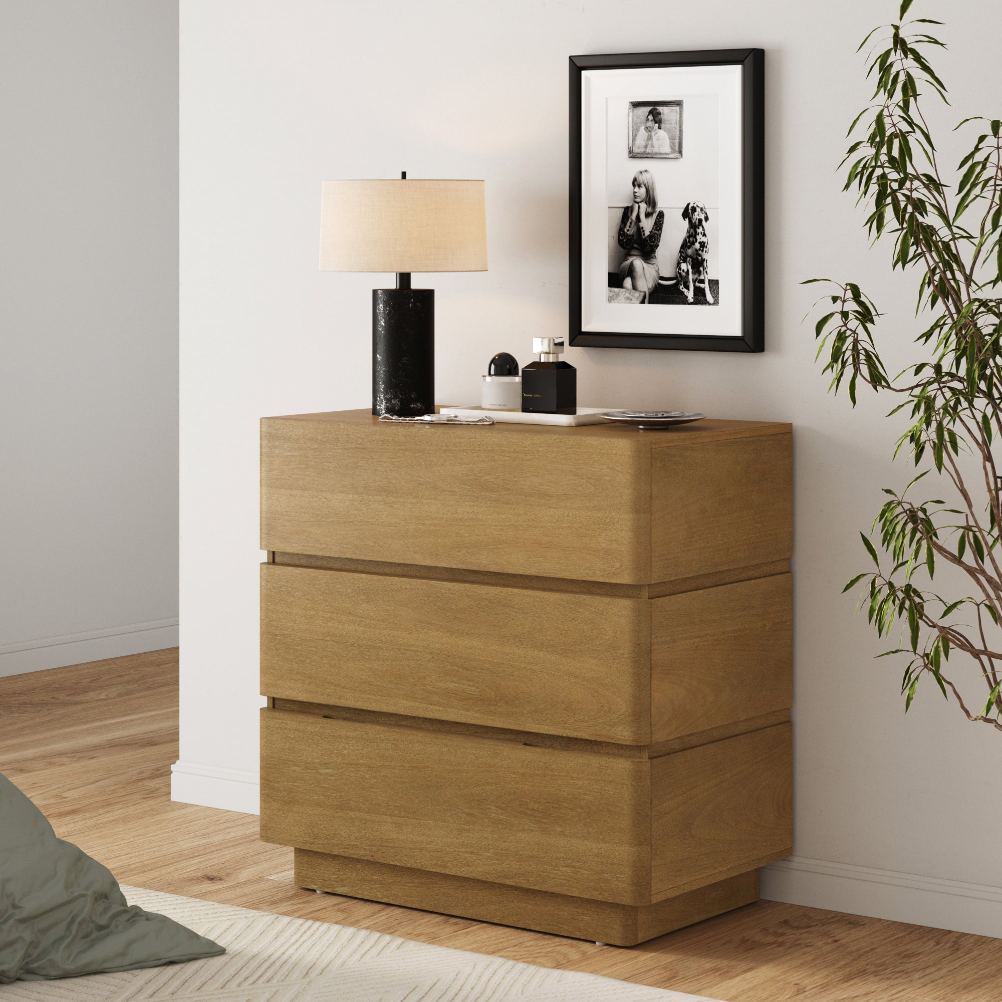 Wooden Modern 3-Drawer Dresser Light Brown