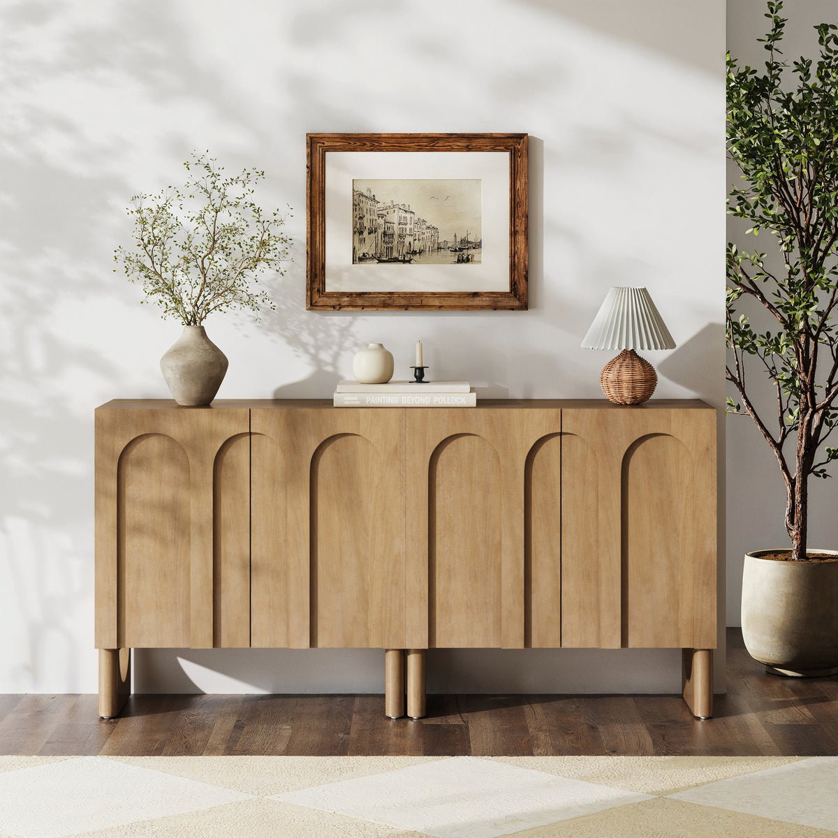Jett Credenza Light Brown Wood Set of 2 | Nathan James