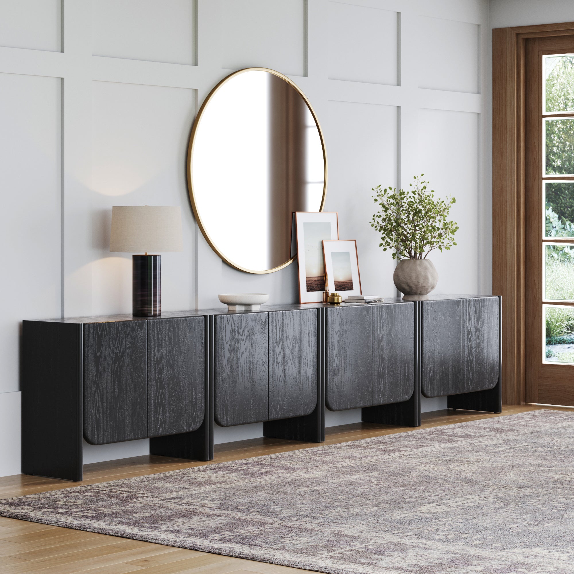 Jacala Mid Century Rounded Wood Accent Cabinet | Nathan James