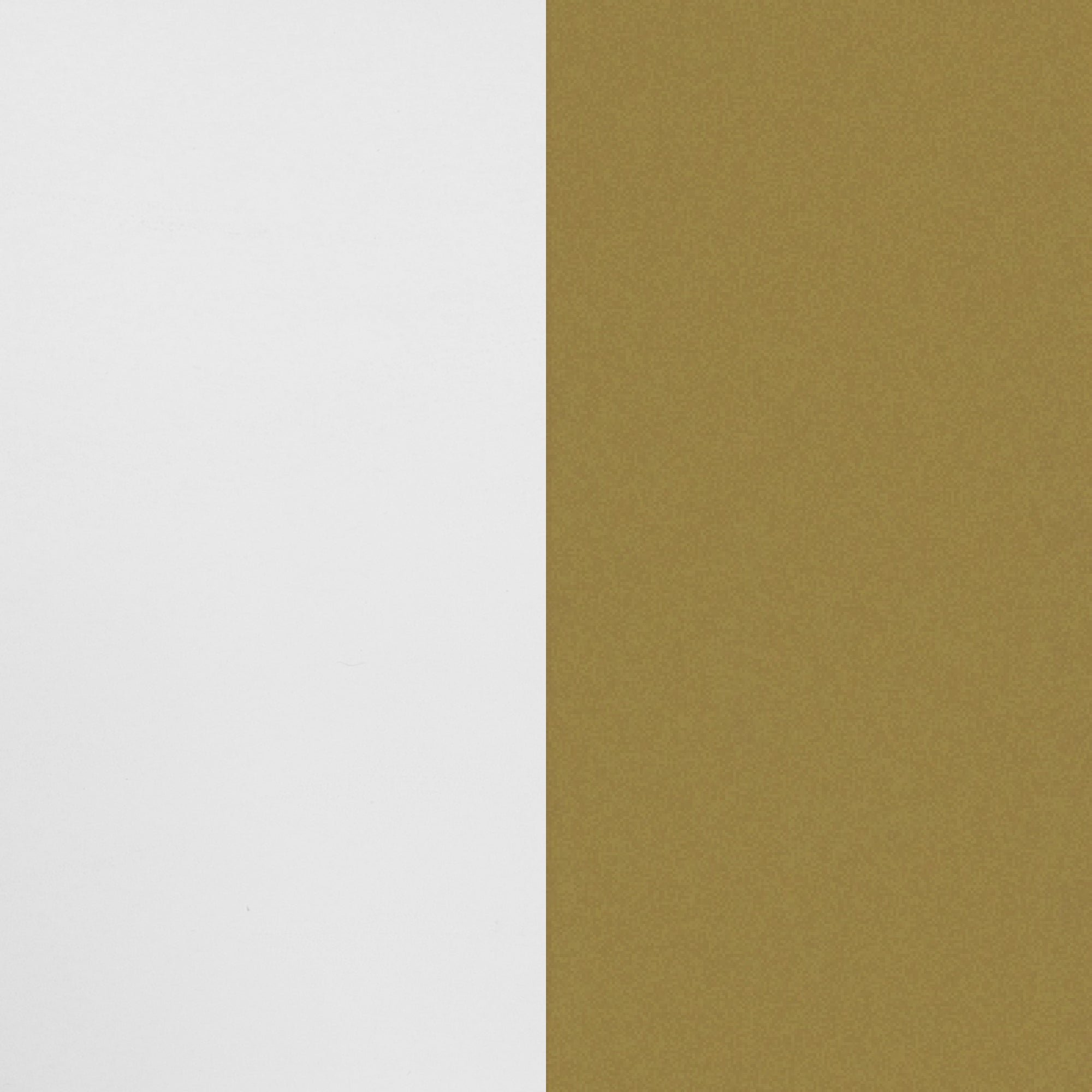 A vertically split background with the left half in solid white and the right half in solid gold.