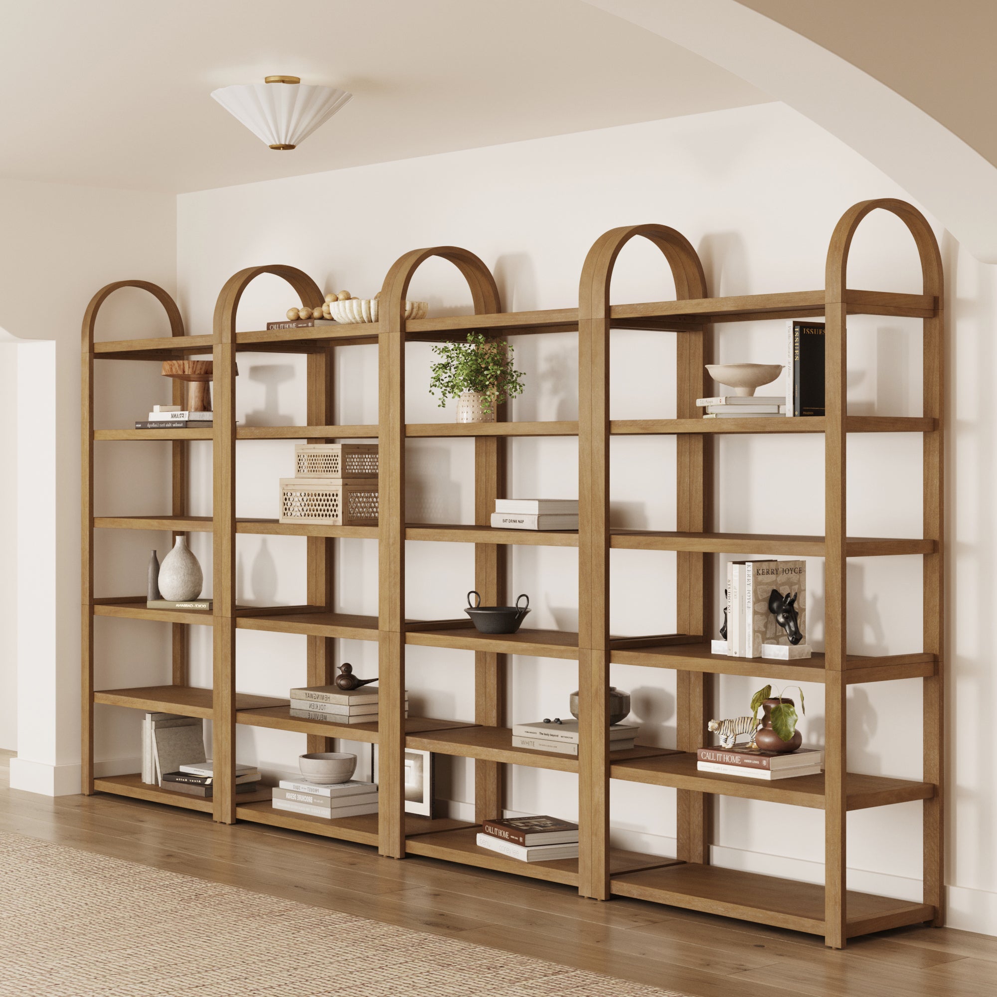 Wooden 6-Tier Arched Open Shelf Etagere Bookcase (Set of 4) - Nathan James