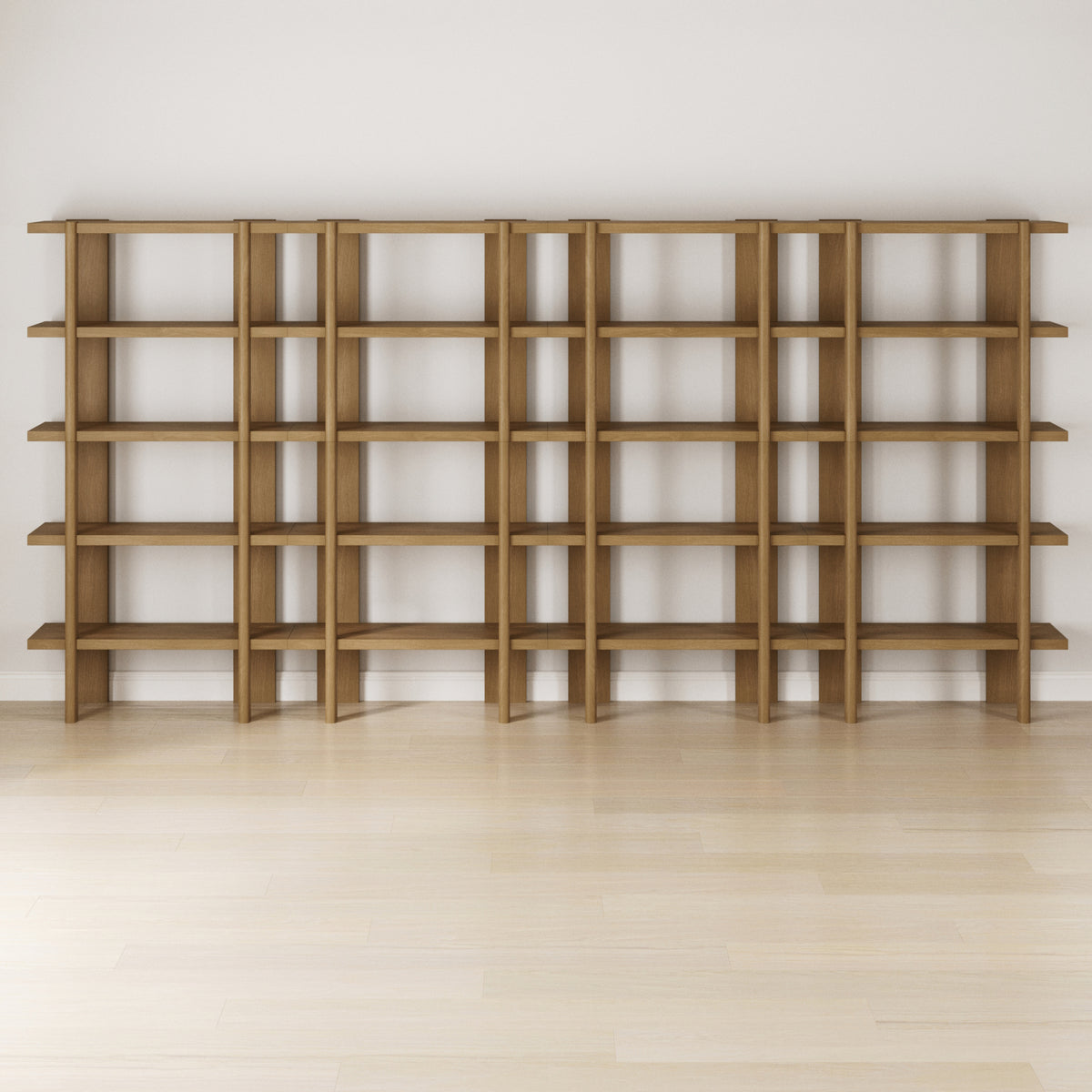 Modern Rounded Wood 5-Shelf Bookshelf Light Brown (Set of 4) - Nathan James