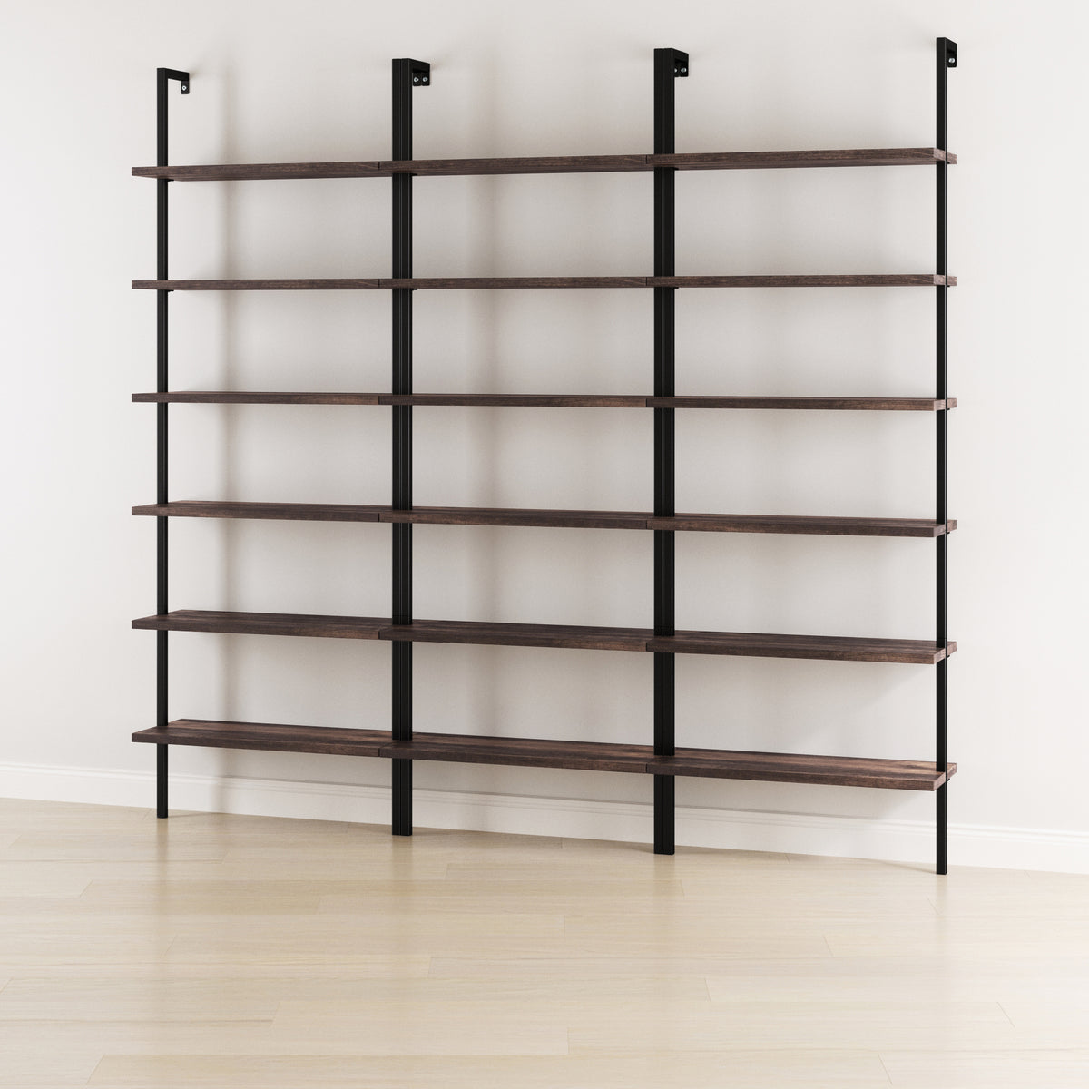 6-Shelf Bookcase Nutmeg Matte Black (Set of 3) - Nathan James