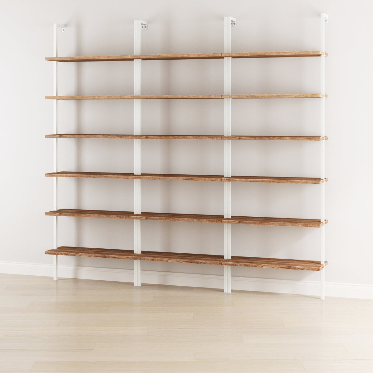 6-Shelf Bookcase Oak Matte White (Set of 3)
