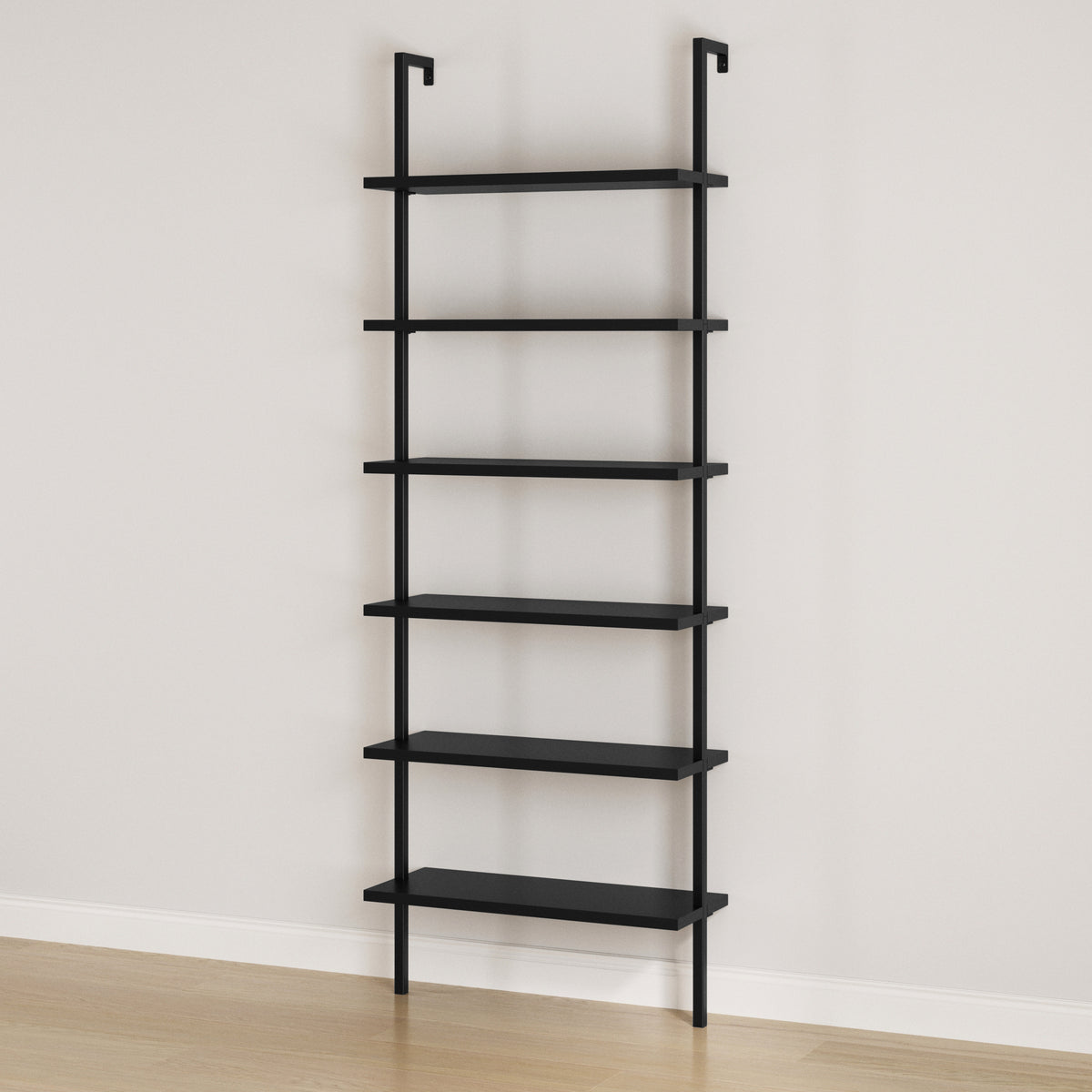 6-Shelf Ladder Bookshelf Black - Nathan James