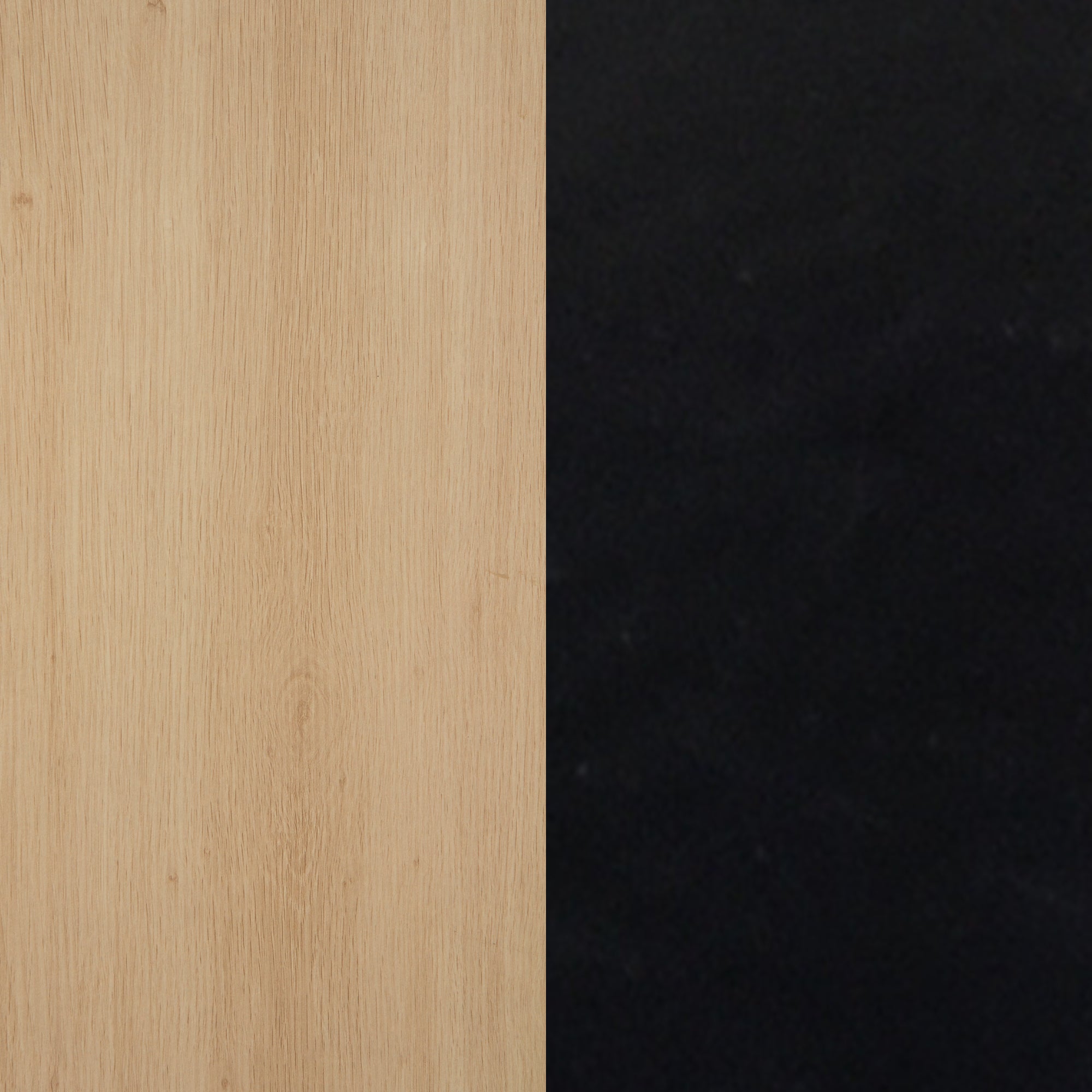 A split background with the left half showing a light wood texture and the right half displaying a solid black color.