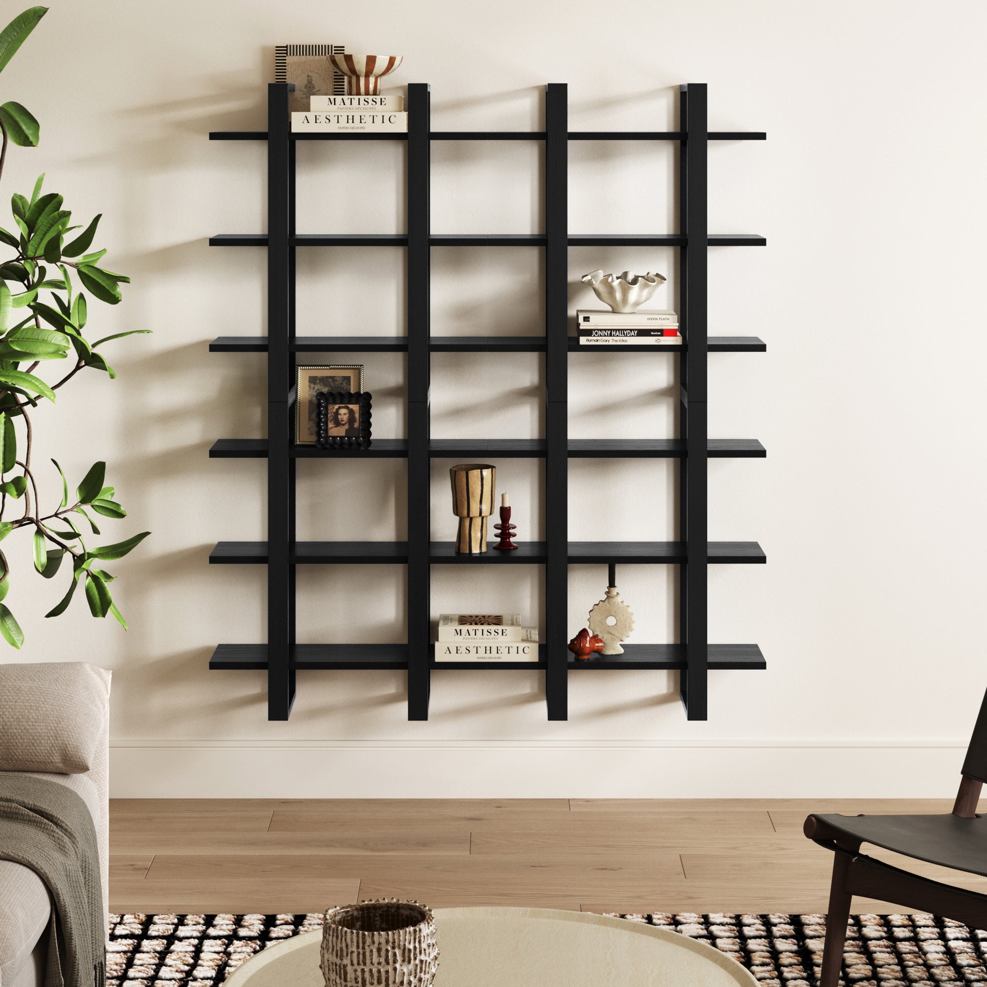 Solid Wood Modular Floating Wall Shelf Black Oak (Set of 4) - Nathan James